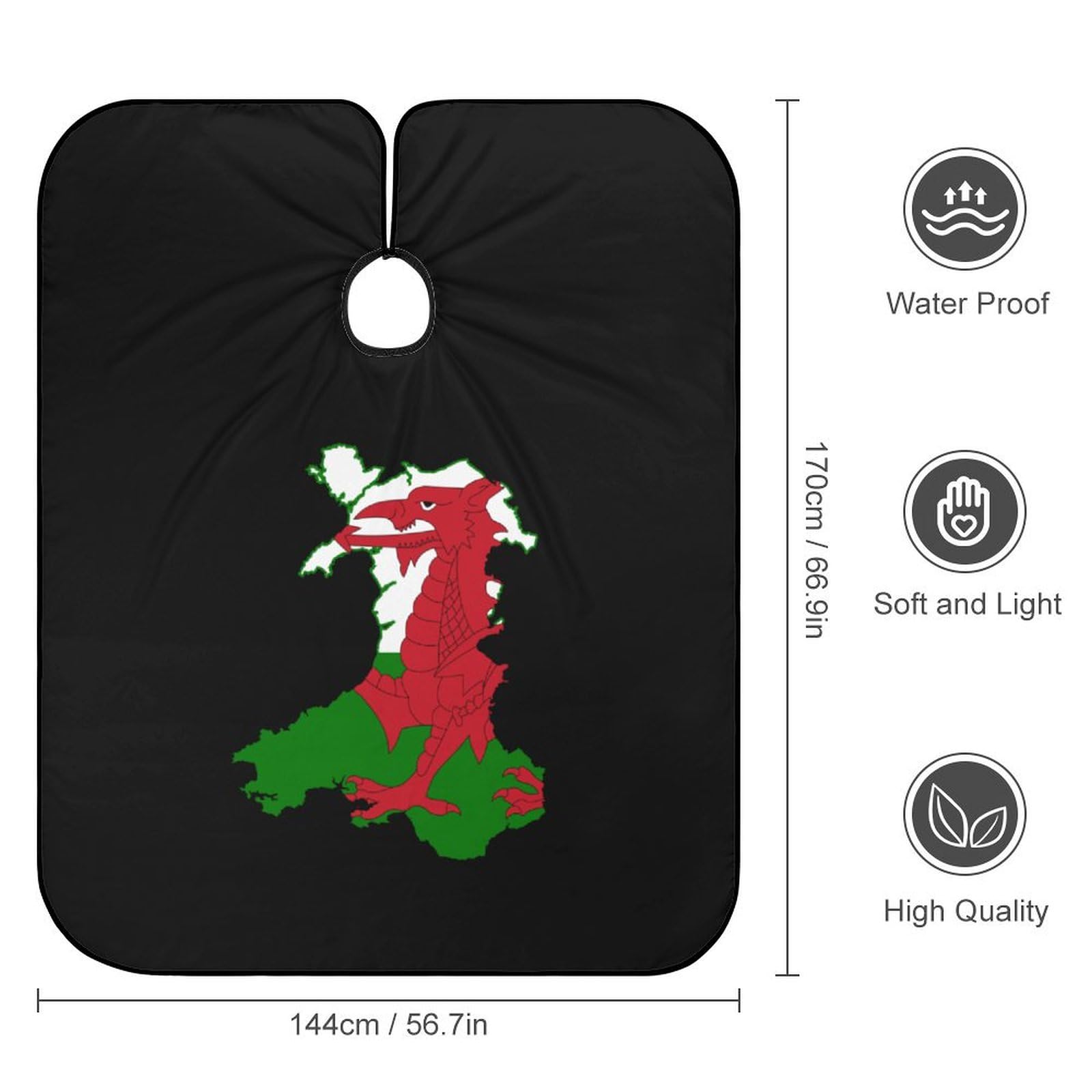 Flag Map of Wales Hair Cutting Cape for Men Women Waterproof Barber Cape Adjustable Salon Haircut Capes