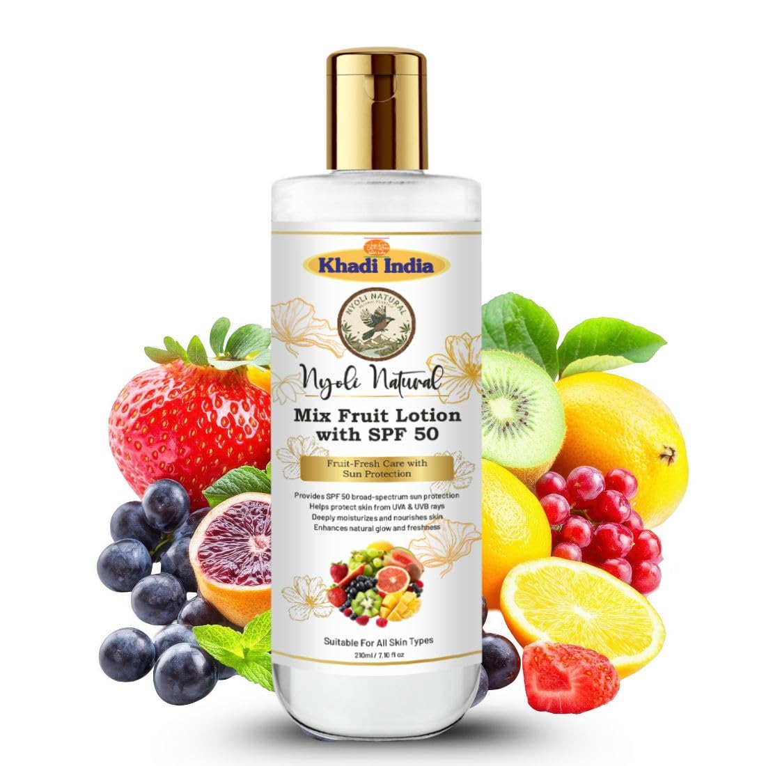 Khadi Mix Fruit Body Lotion with SPF 50 | Broad Spectrum UVA & UVB Protection | Deep Moisturizing Lotion with Natural Fruit Extracts | Non-Greasy | For All Skin Types-image-49