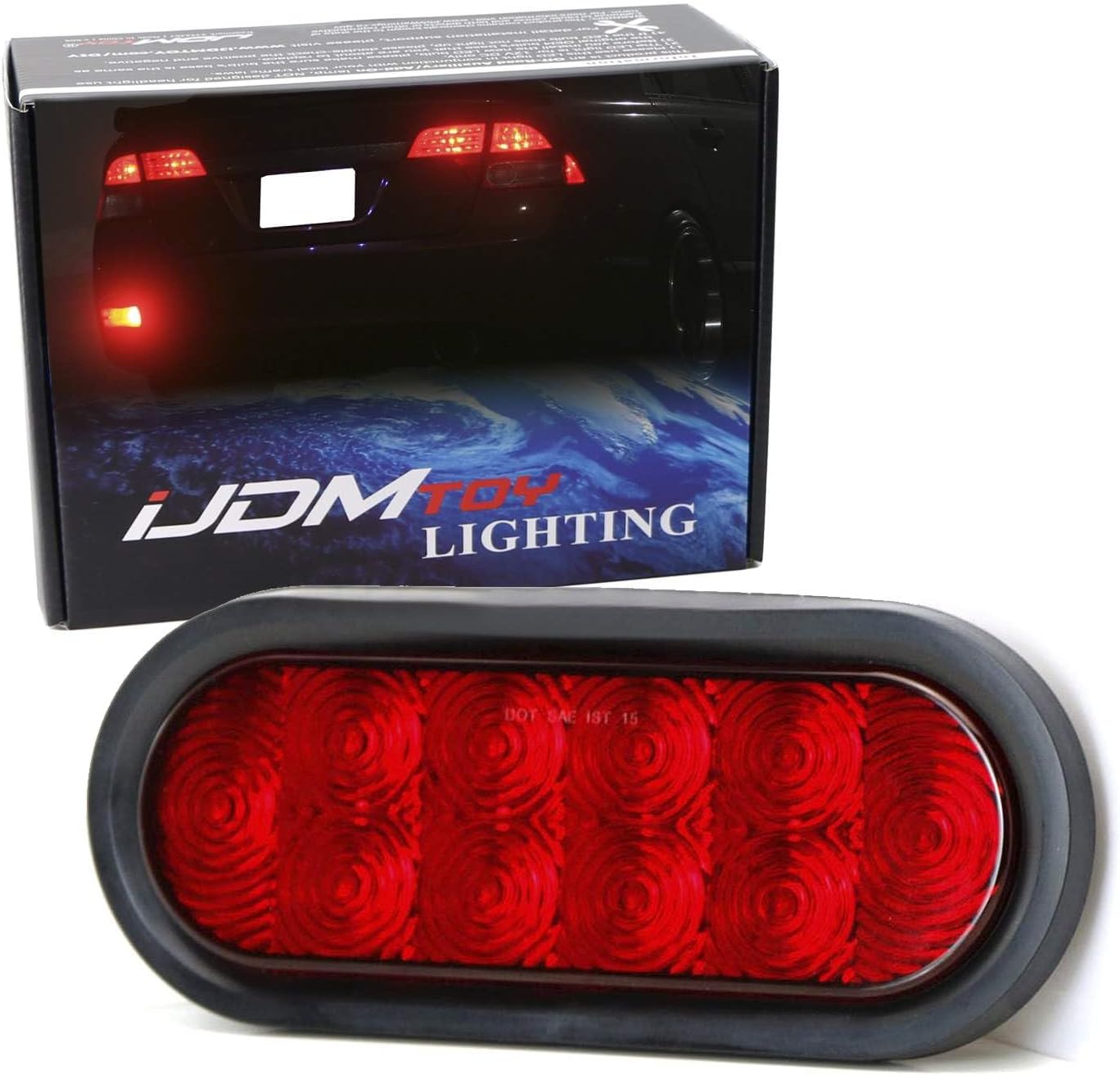 iJDMTOY JDM Style Red Lens LED Rear Bumper Flush Mount Rear Fog Light Kit Compatible With Acura Honda Nissan Mazda Subaru Toyota etc., Powered by (10) Super Bright LED Lights