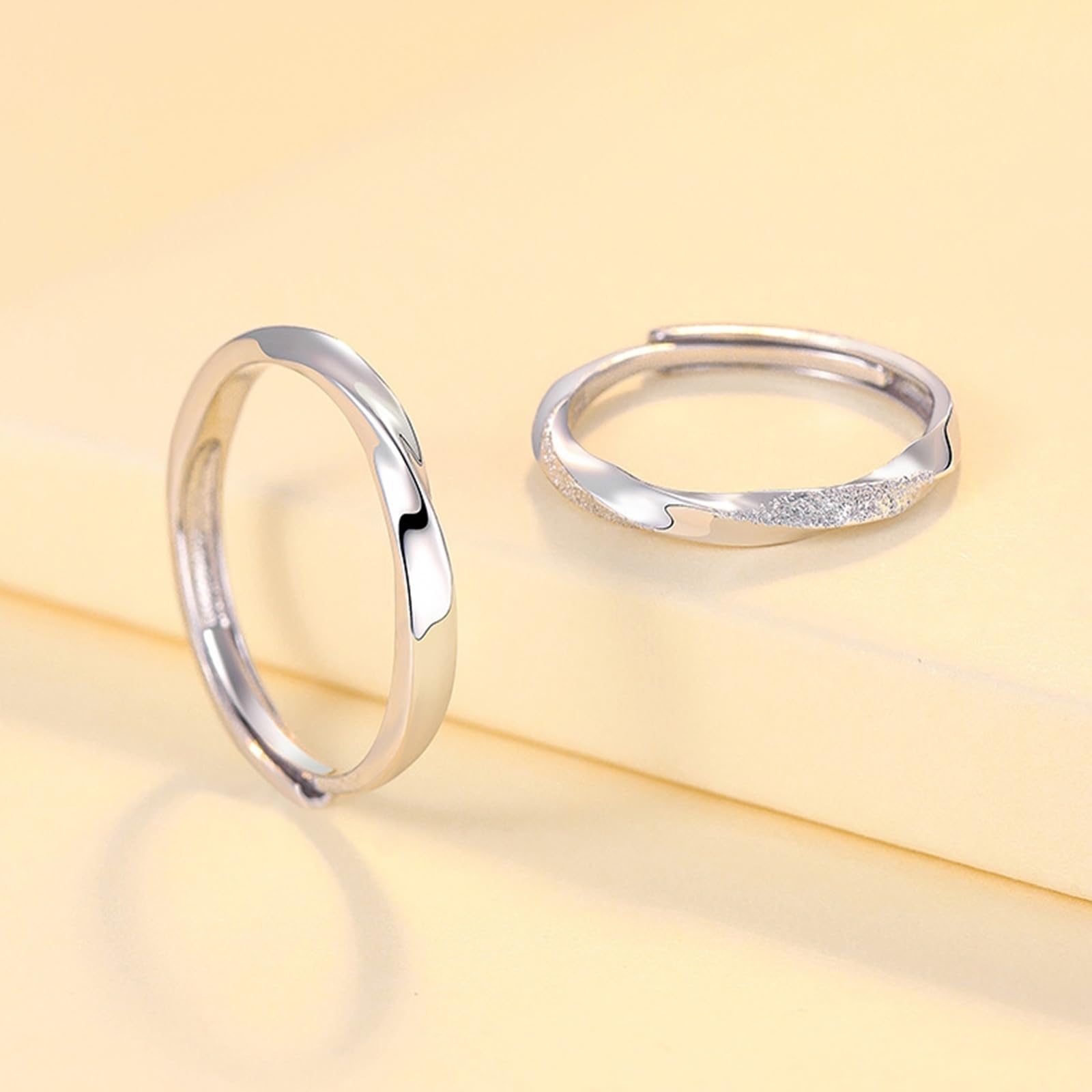 Anello Coppia Fidanzati, Anelli Coppia Personalizzabili Regolabile Argento 925 Anello Ritorto con Zirconi