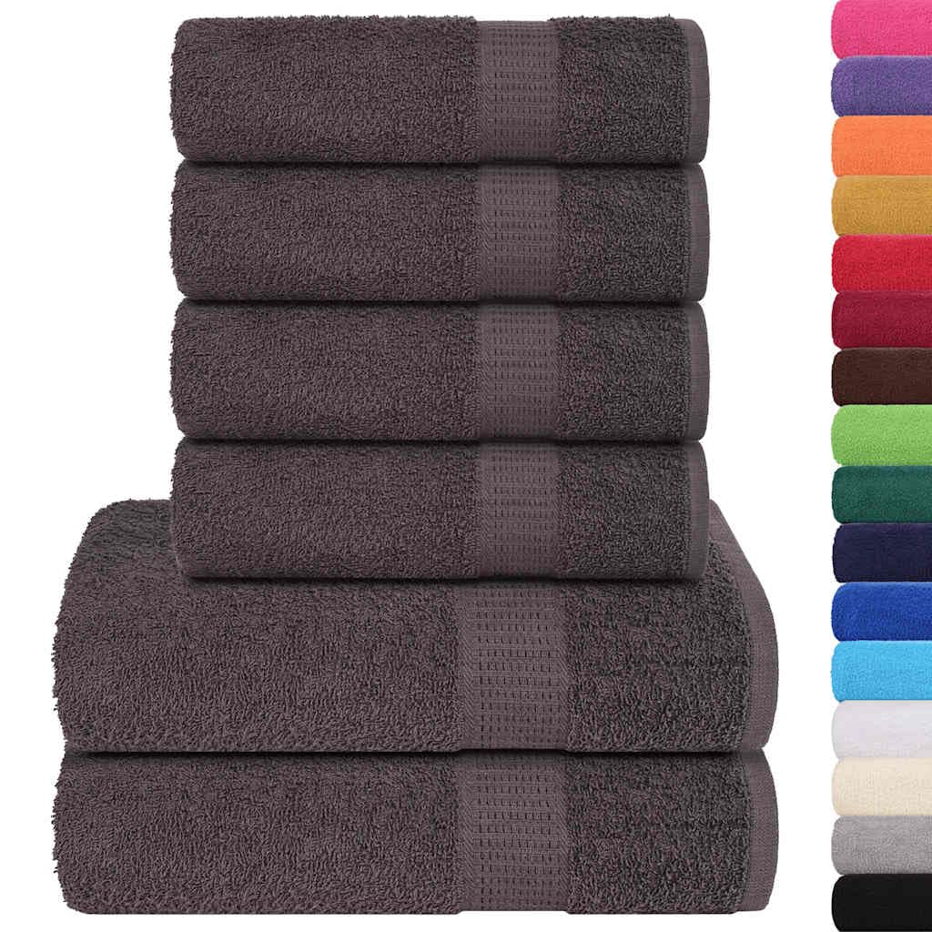 Set di 6 asciugamani Frogn antracite, 4 asciugamani 50 x 100 cm, 2 teli doccia 70 x 140 cm, 100% cotone, assorbenti, Öko-Tex Standard 100