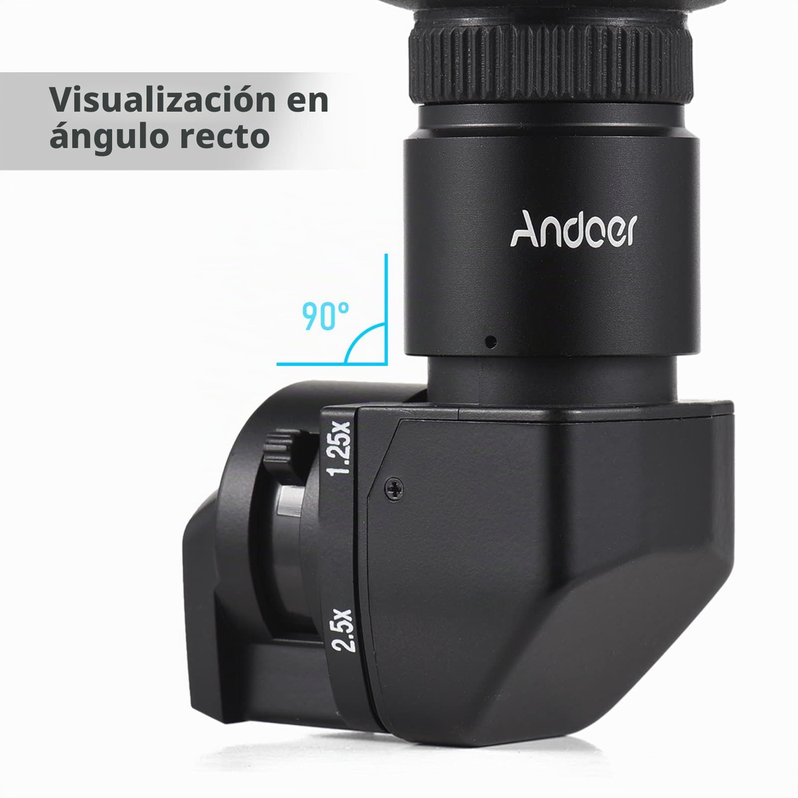Andoer Visor para cámara de fotos LCD con lente de aumento visor 1,25x / 2,5x visor de ángulo recto para Canon Nikon Pentax Olympus Leica Fujifilm Dslr Camera