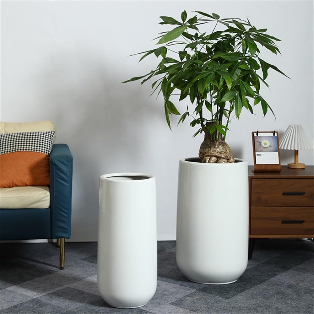 Doniczki Prosta nordycka biała ceramiczna doniczka do użytku domowego, salonu, liść fortepianowy, Banyan Special zielona Doniczka ceramiczna(Średni)