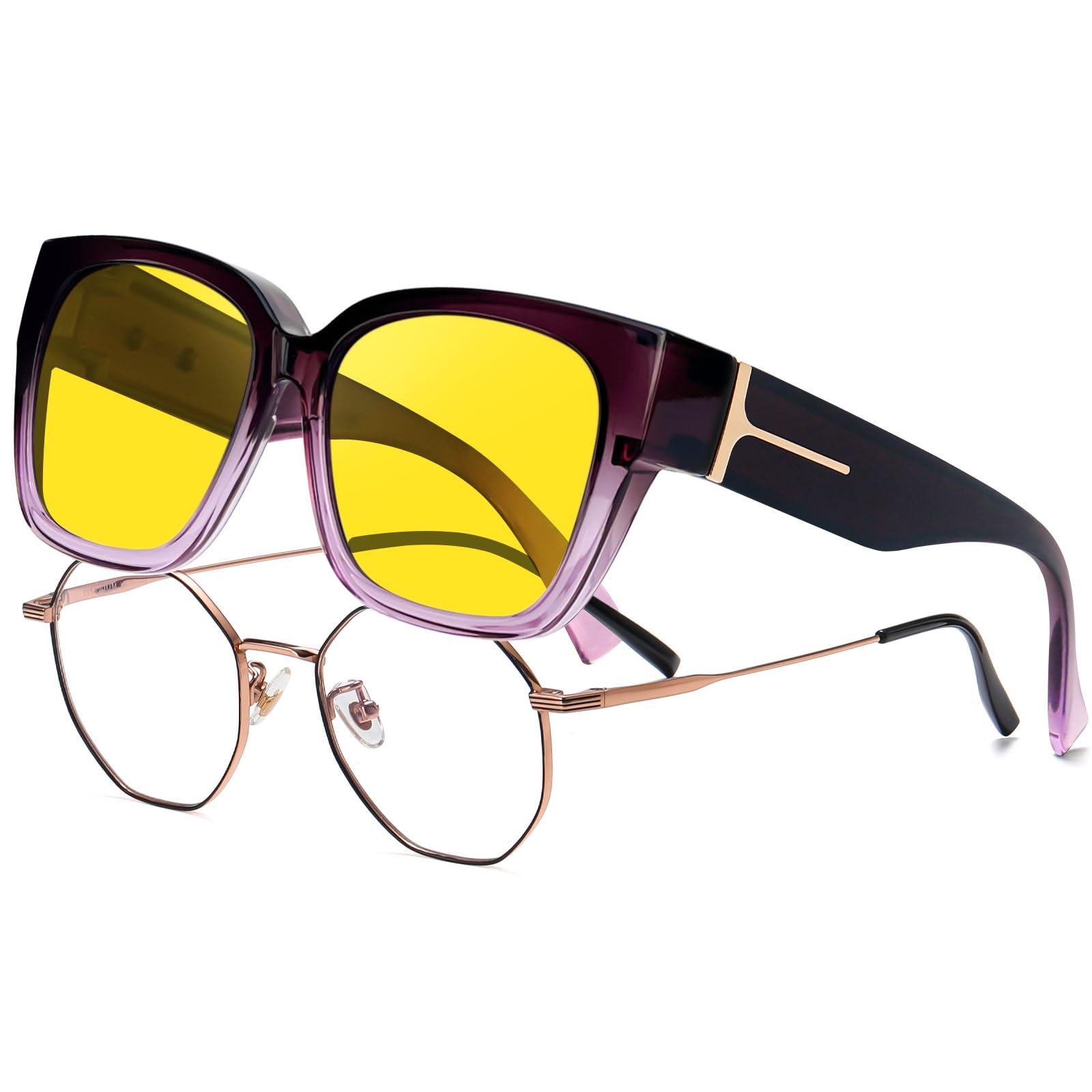 KANASTAL Fit Over Glasses Sunglasses for Women Men, Wrap Around Big Square Polarized Oversize with UV400 Protection