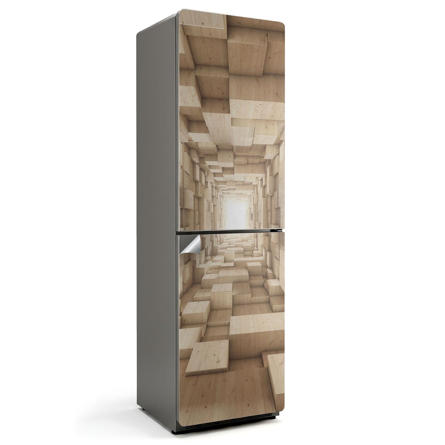 Autocollant de réfrigérateur design bois pour une cuisine chaleureuse
