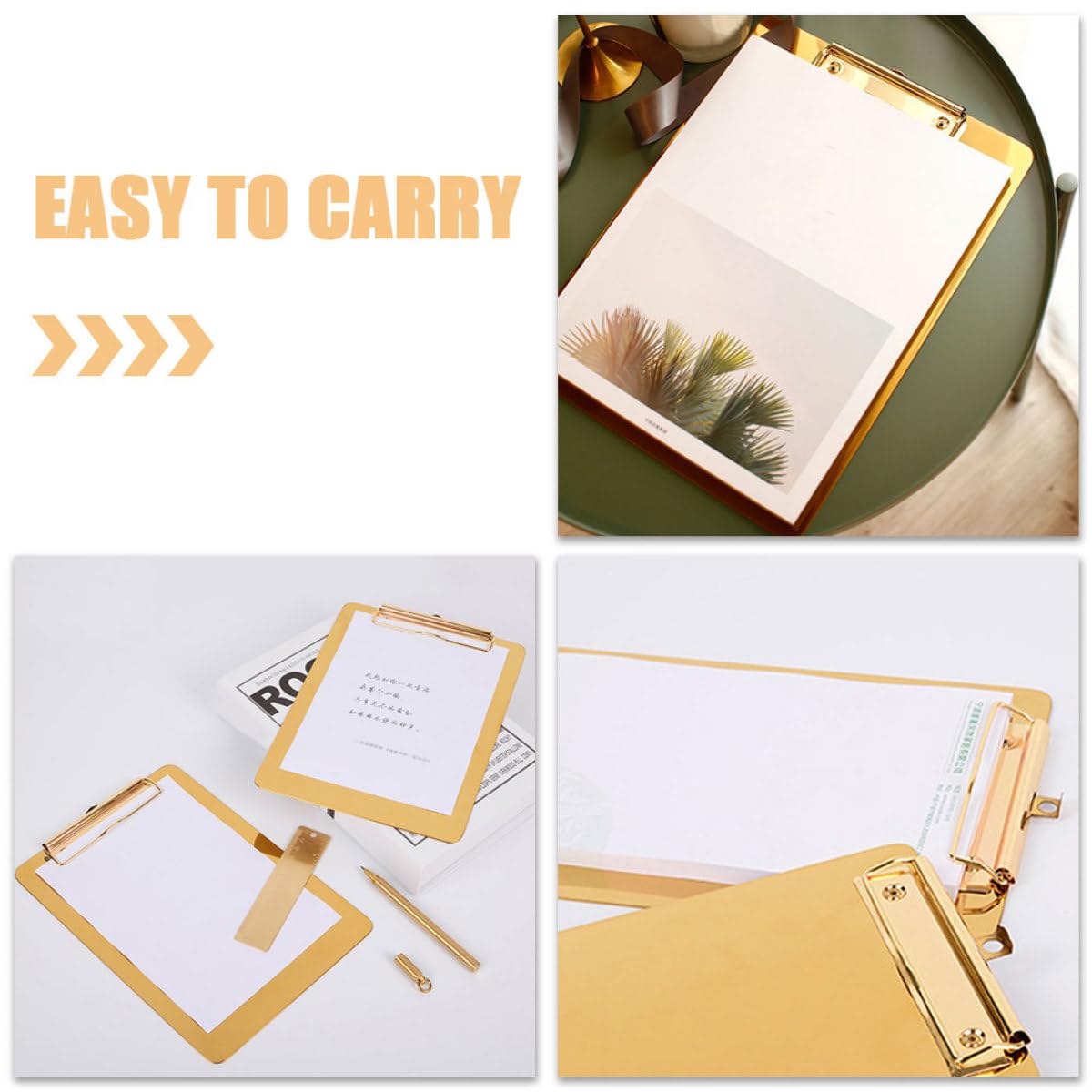 2 Stück A5 Klemmbrett aus Edelstahl in Gold mit Sicherer Papierbefestigung und Elegantem Design für Büroorganisation und Dokumentenablage