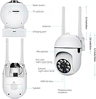 Vista 8 de EVERSECU Cámara de seguridad PTZ WiFi para exteriores 1080P, WiFi 5G, seguimiento de movimiento, audio de 2 vías, visión nocturna con foco, funciona