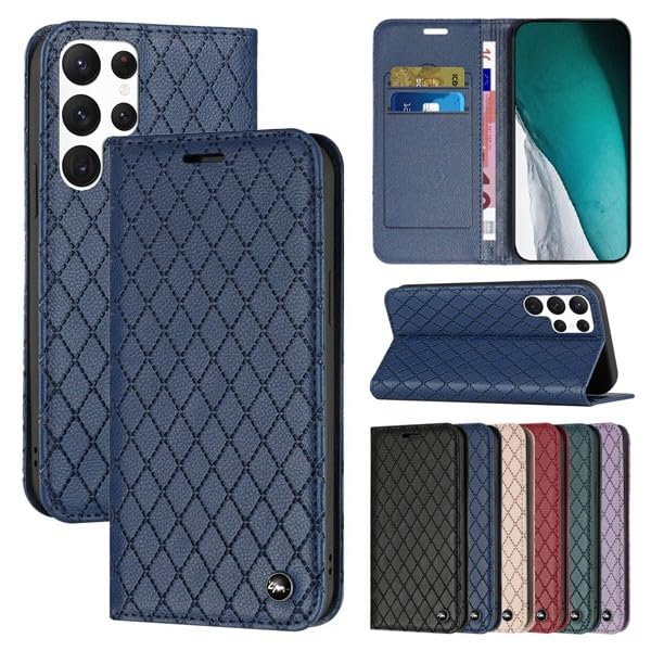 Étui compatible avec Samsung Galaxy S23 FE vert en cuir à rabat
