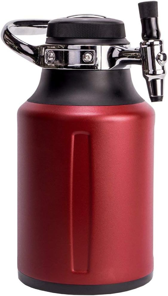 GrowlerWerks uKeg Go Carbonated Growler and Craft Beverage Dispenser for Beer, Soda, Cider, Kombucha and Cocktails, 128 oz, Chili: Kitchen & Dining