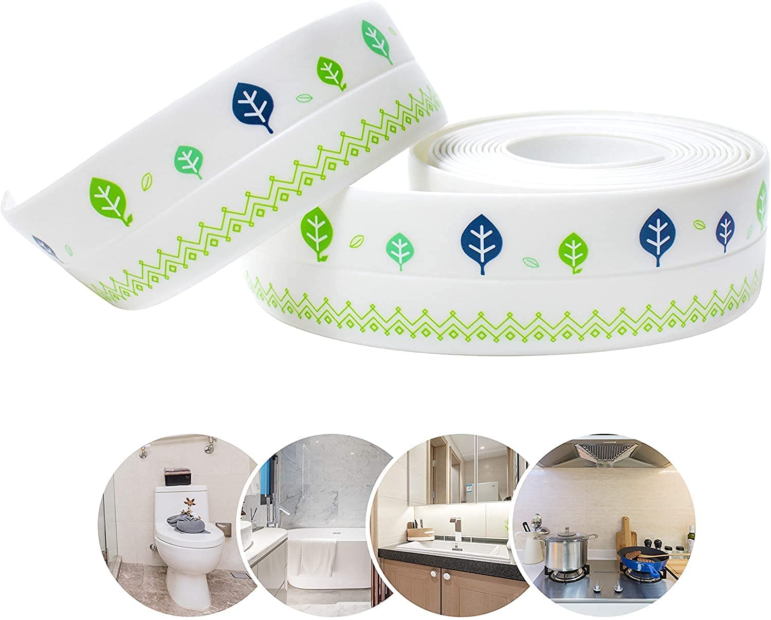 TOPHAVEN Silicone Waterproof Tape Caulk Strip,Tree Self Adhesive Sealing PVC Caulk Strip Tape for Kitchen Toilet Bathroom Bathtub Sink Basin Edge Floor, Wall Sealing Wall Edge Protect,-1Pic