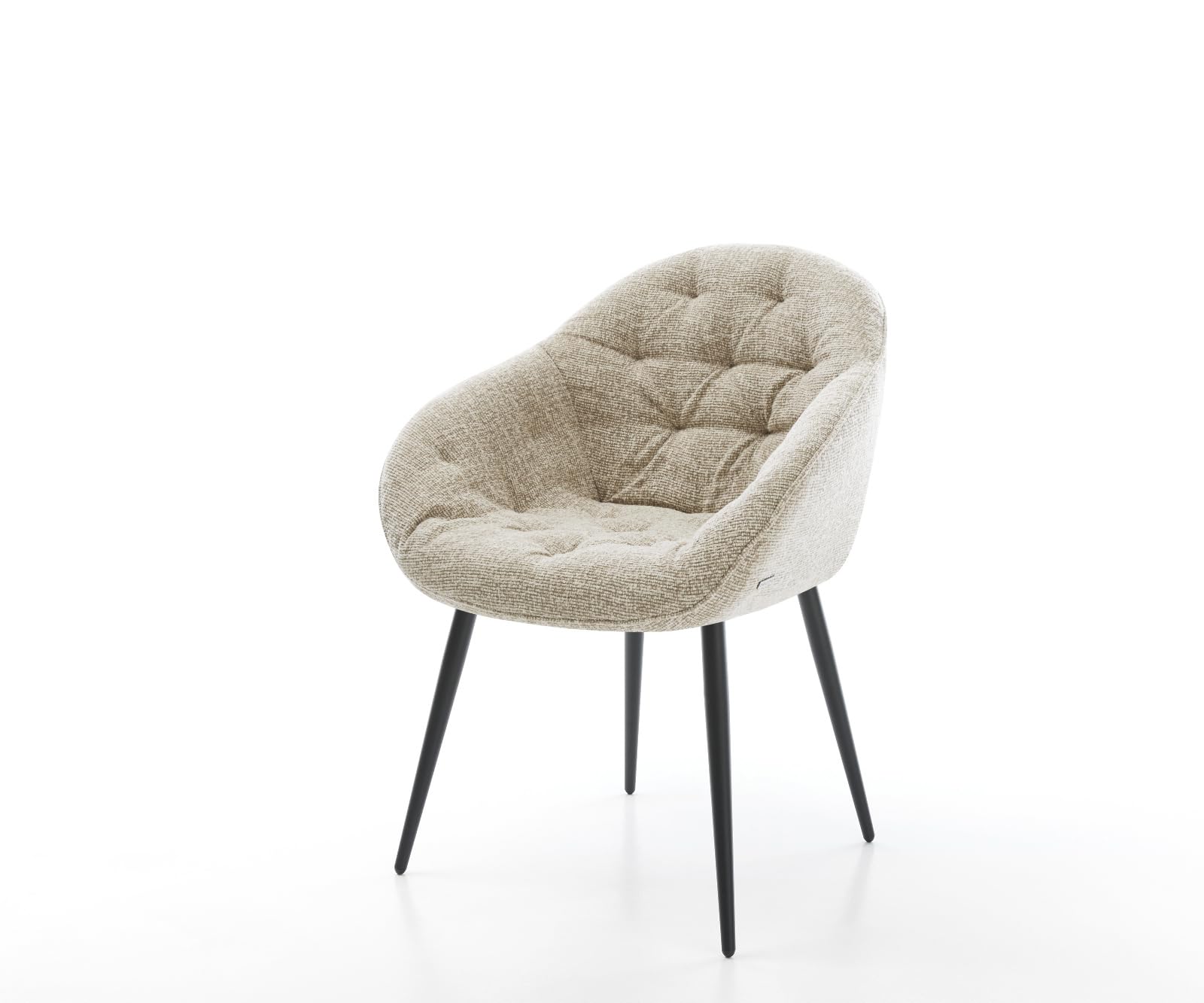Chaise-rembourrée Gaio-Flex 4 pieds coniques noir tissu tissé doux beige