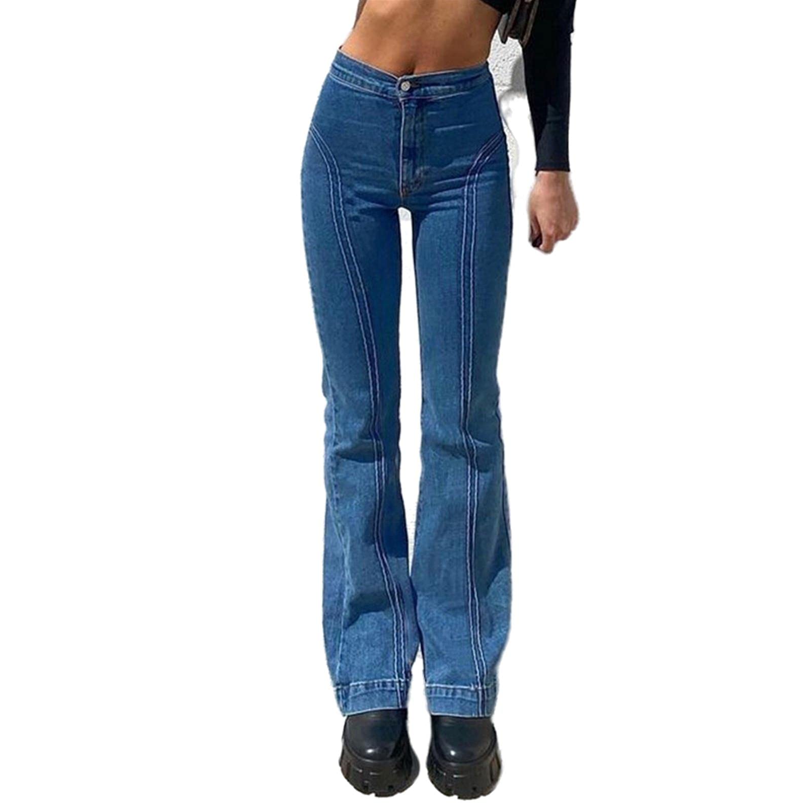 UKKO Jeans da Donna Fashion Blare Pants Skinny Retro Slim Bell Bell Bottoms Blue Jeans