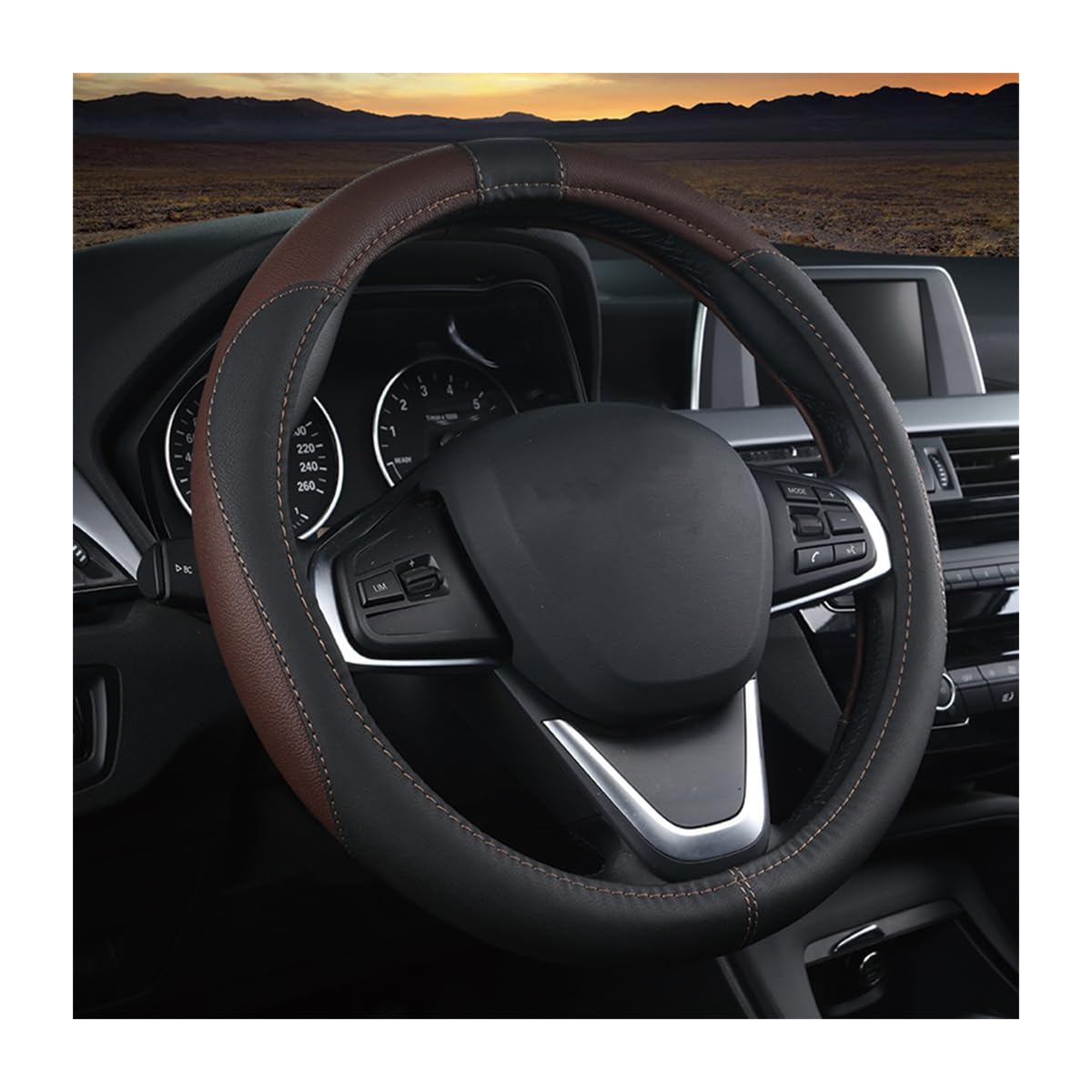 BESULEN Car Steering Wheel Cover, Soft Leather Steering Wheel Protector, Universal Non-Slip Steering Wheel Covers, Comfortable Grip Sweat-Absorbent, Automotive Interior Accessories