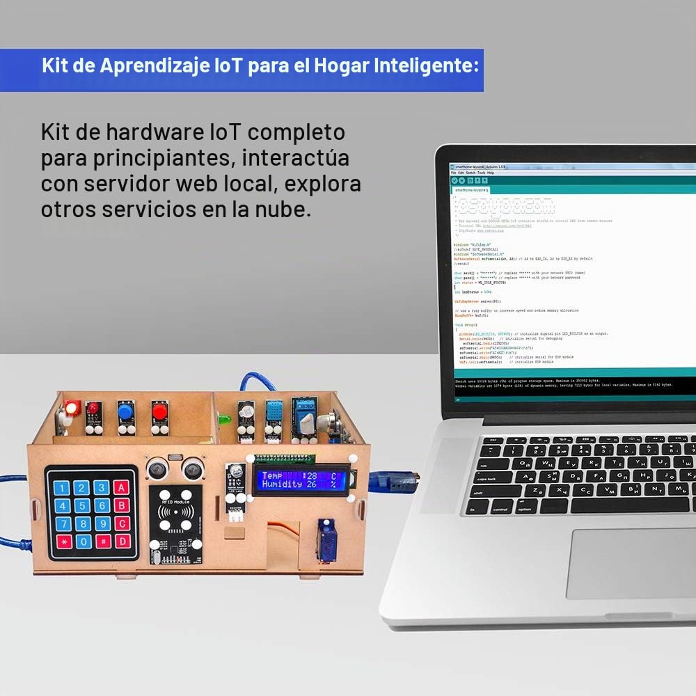 OSOYOO IoT Wooden House Learner Kit for Arduino MEGA2560 | Stem Set for Learning Internet of Things, Mechanical Building, Electrical Engineering, How to Code | Educational Coding