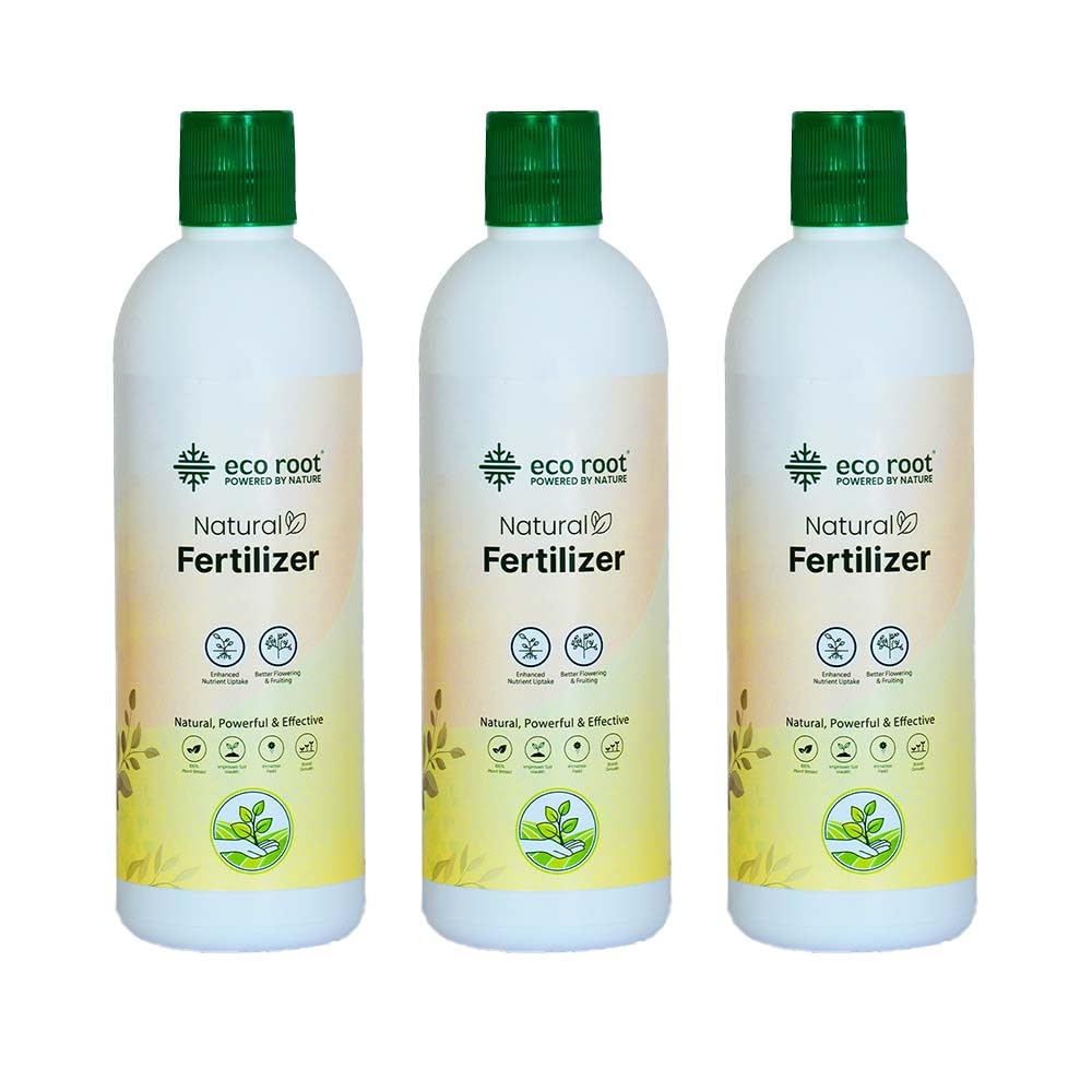 ECOROOT Natural Fertilizer | Water-Soluble Liquid for Home Gardening & Outdoor Plants |Plant Booster for Speedy Growth, Strong Stems & Healthy Roots | Safe for Babies & Pets | Pack of 3 | 500ml