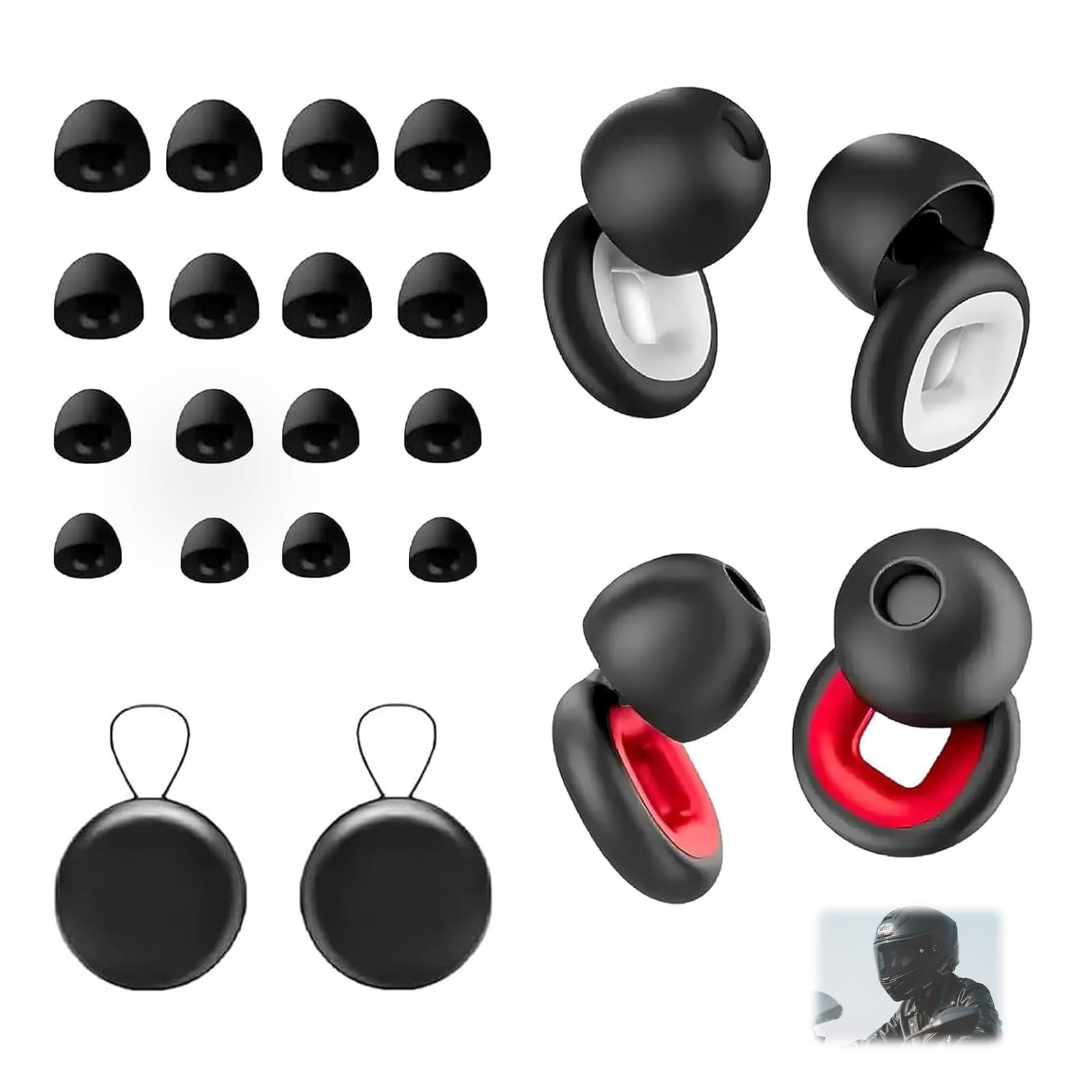 AzureRay Tappi per Orecchie Moto 27 dB - Moto Earplugs Riutilizzabili per Riduzione Rumore - Ideali per Dormire, Studio e Viaggi (2 Pezzi + Custodia)