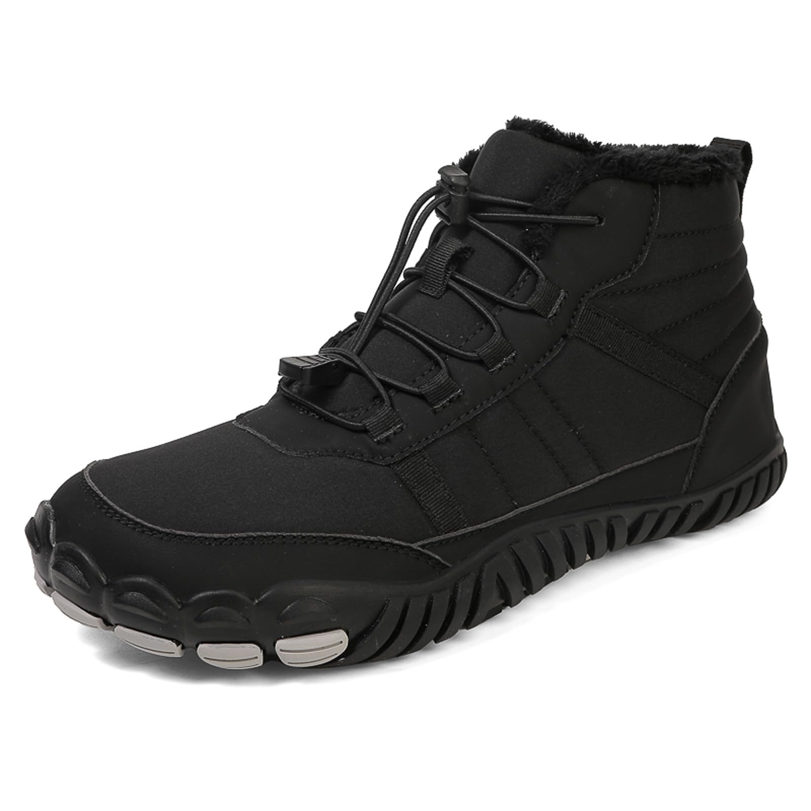 Men's and Women's Barefoot Hiking Boots | Zero Drop Winter Snow Boots with Wide Toe Box | Slip-On Waterproof Ankle Booties | Minimalist Five-Finger Sneakers for Outdoor Hiking and Walking