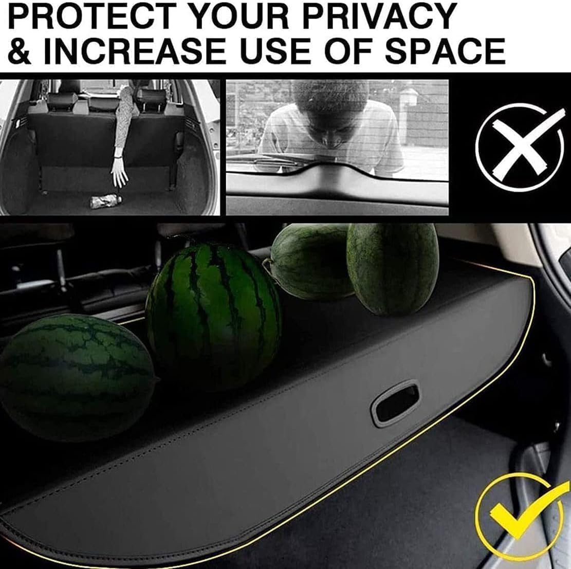 SSCOR Copertura Posteriore Retrattile per Auto per MG HS EHS 2019-2024 AS23,Mensola Cappelliera Tronco Privacy Ripiano Posteriore e Organizzazione Bagagli