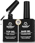 Beetles Gel Polish 2Pcs 15ml Pas d'essuie-glaces Top Coat High Gloss Shiny Long Lasting Clear Gel Haut de la page Manteau, tremper de la lampe à ongles Gel, Sommaire DIY Salon professionnel de la manucure et des ongles