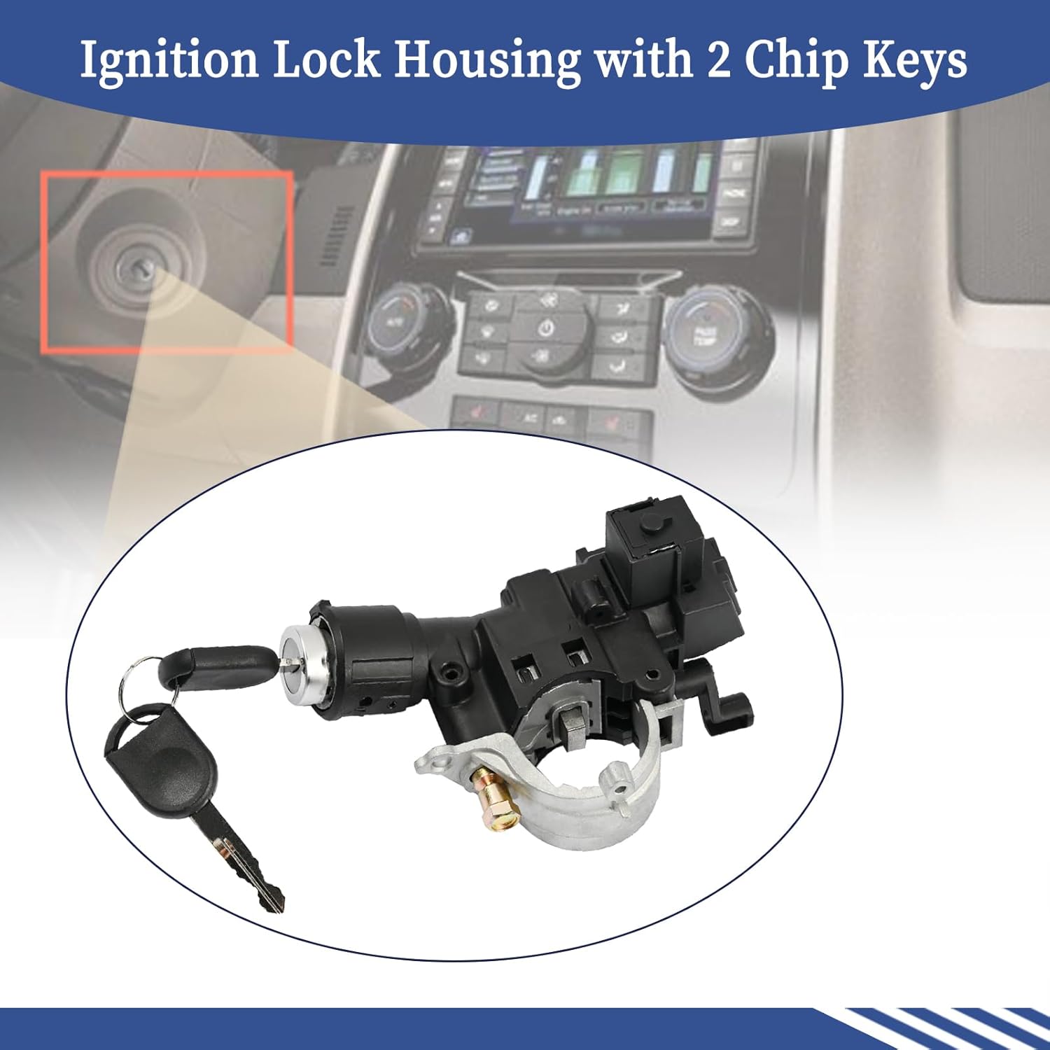 9L8Z-3511-A,Ignition Lock Housing with 2 Chip Keys Fit for Ford Escape 2008-2012/Focus 2009-2011/ Mercury Mariner 2008-2010 for Mazda Tribute 2008-2011 Ignition Switch Lock Cylinder Assembly