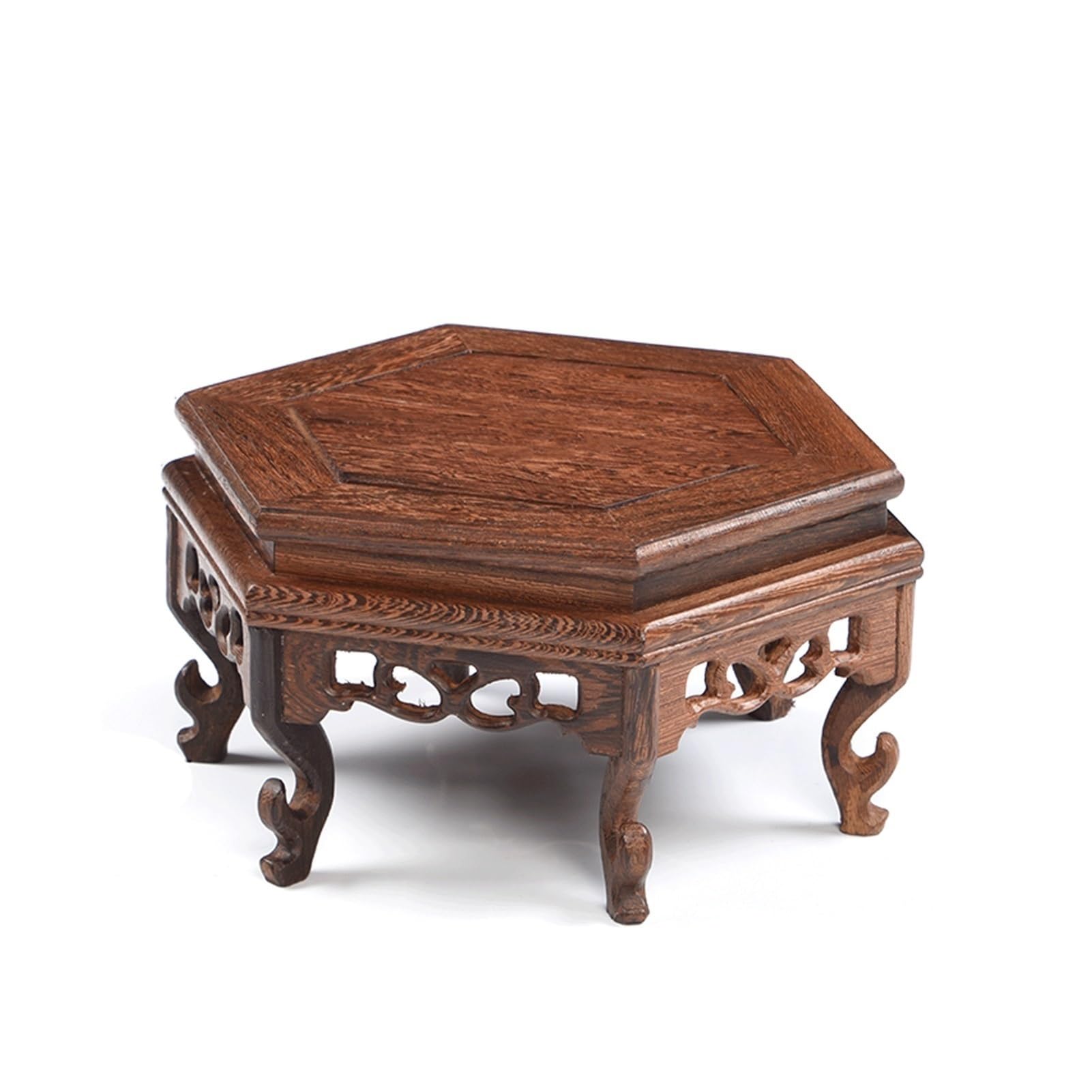 MPOPO Bonsai Pedestal Potted Base Wood Carving Handicraft Vase Decoration Wooden Round Bonsai Buddha Fish Tank Vase Display Stands Pedestal Base(A)
