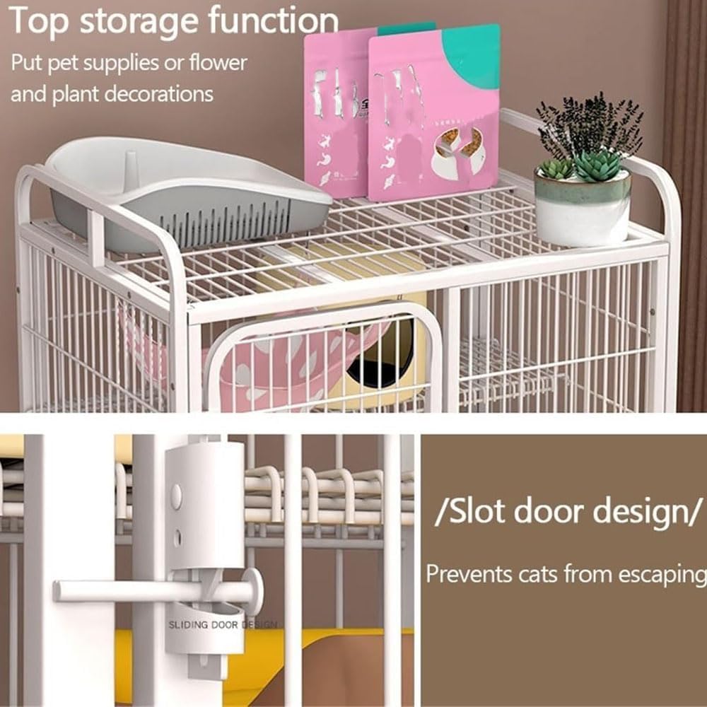 Large 4-Tier Metal Cat Enclosure, Sturdy Detachable Iron Cage for Kittens & Adult Cats, Indoor Multi-Level Cat Crate for Play & Rest, Black, 30.8x21.3x40.2IN