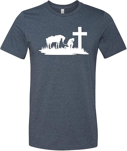 Miniatura 3 de Cowboy with Horse Kneeling Praying at Memorial Cross Shirt, Cowboy Shirt, Horse Shirt, Horse Lover, Cowboy Tee, Wild West Shirts