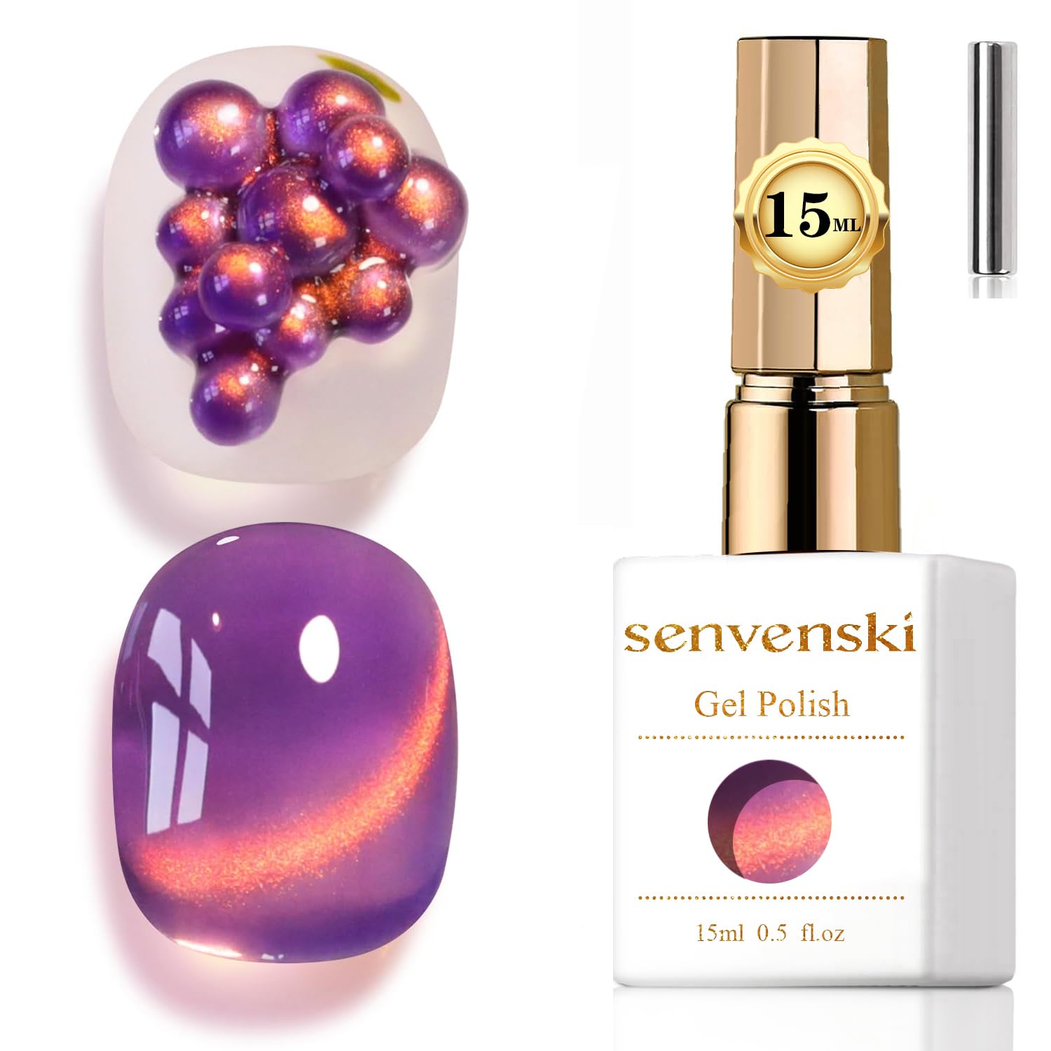 Senvenski Gelee Glas Cat Eye Gel Nagellack mit Magnet 15ML Magnetisch 3D Galaxie Holographisch Reflektierend Glitzernd Durchsichtig Farbe Gellack Salon Home DIY