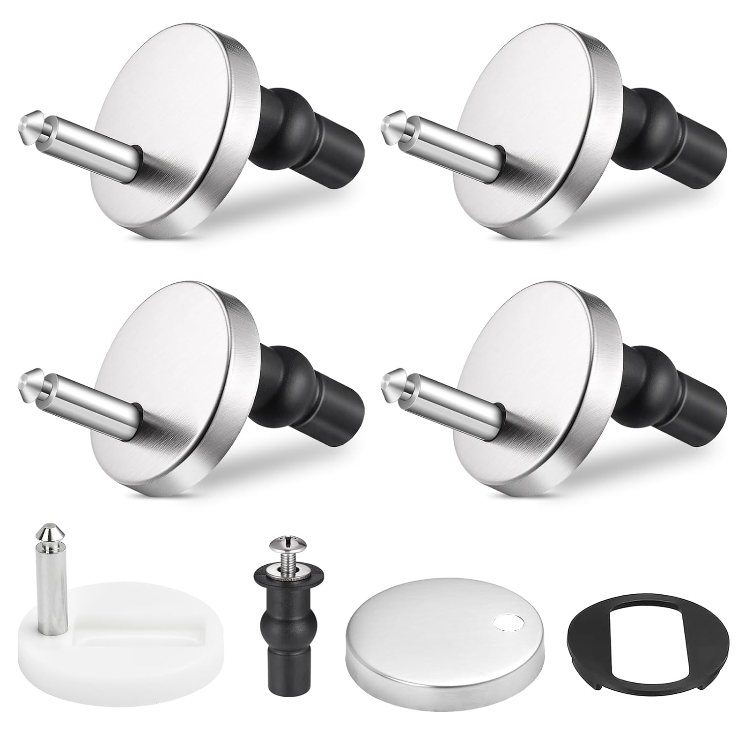 Akamino 2 Full Set Toilet Seat Hinge Fixings,Quick Release Top Hinge Fixings Expanding Rubber