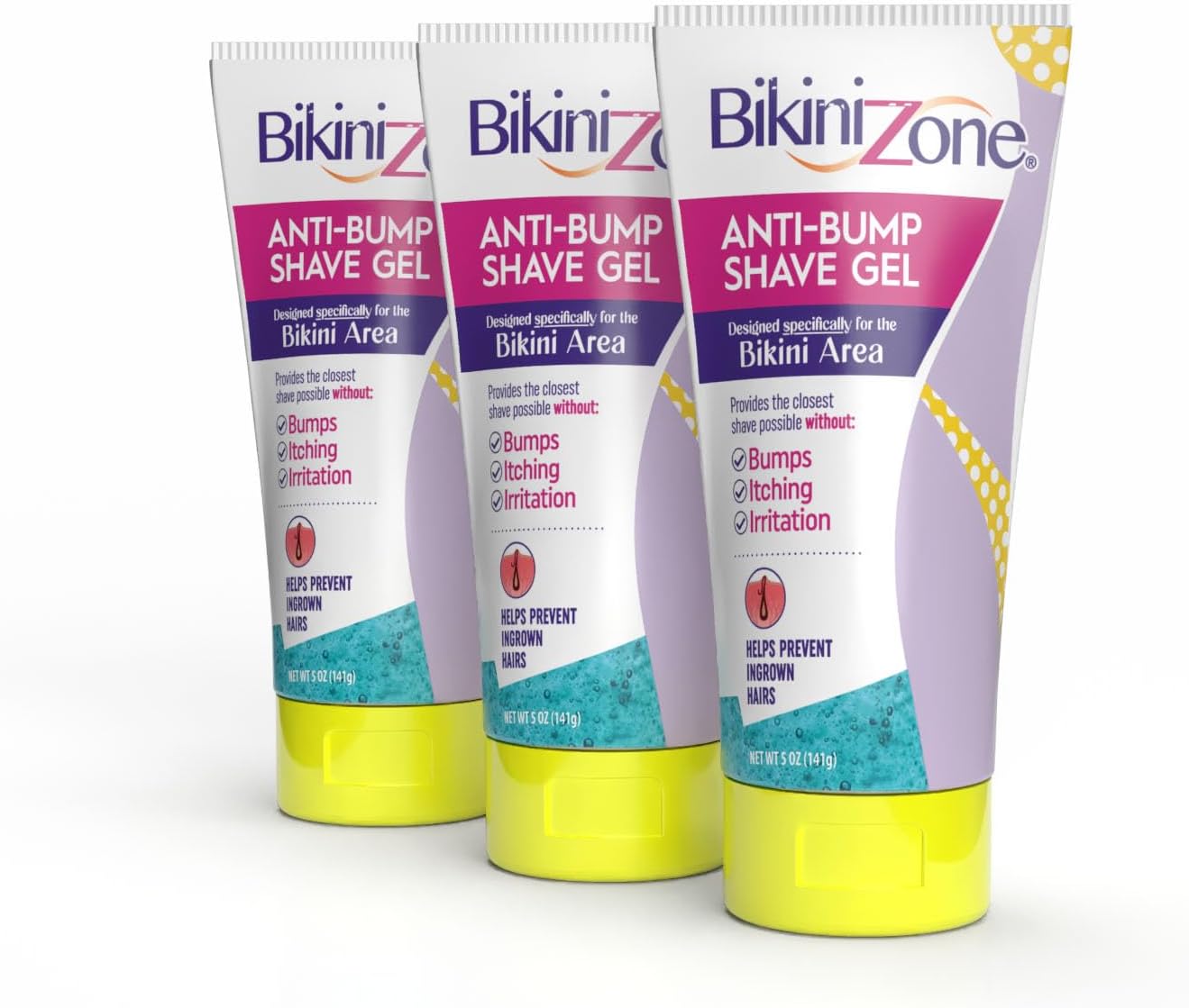 Bikini Zone Shaving Gel Anti-Bump, 4 oz (3 Pack)