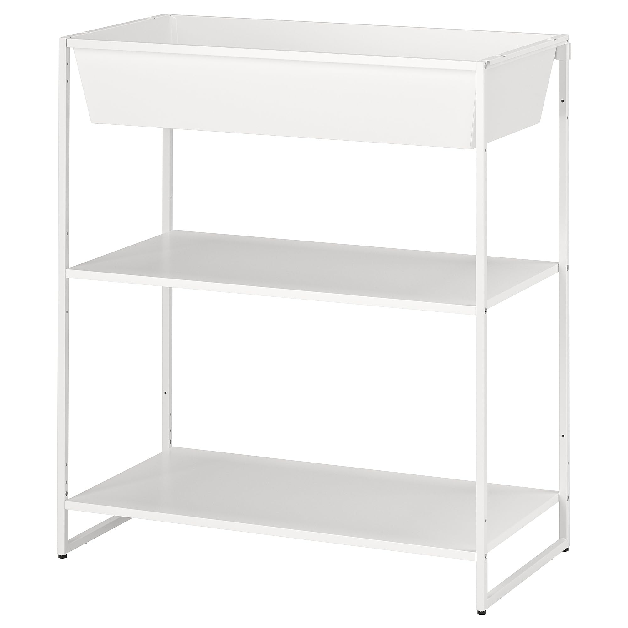 Étagère avec conteneur JOSTEIN en métal blanc de dimensions 81 x 40 x 90 cm