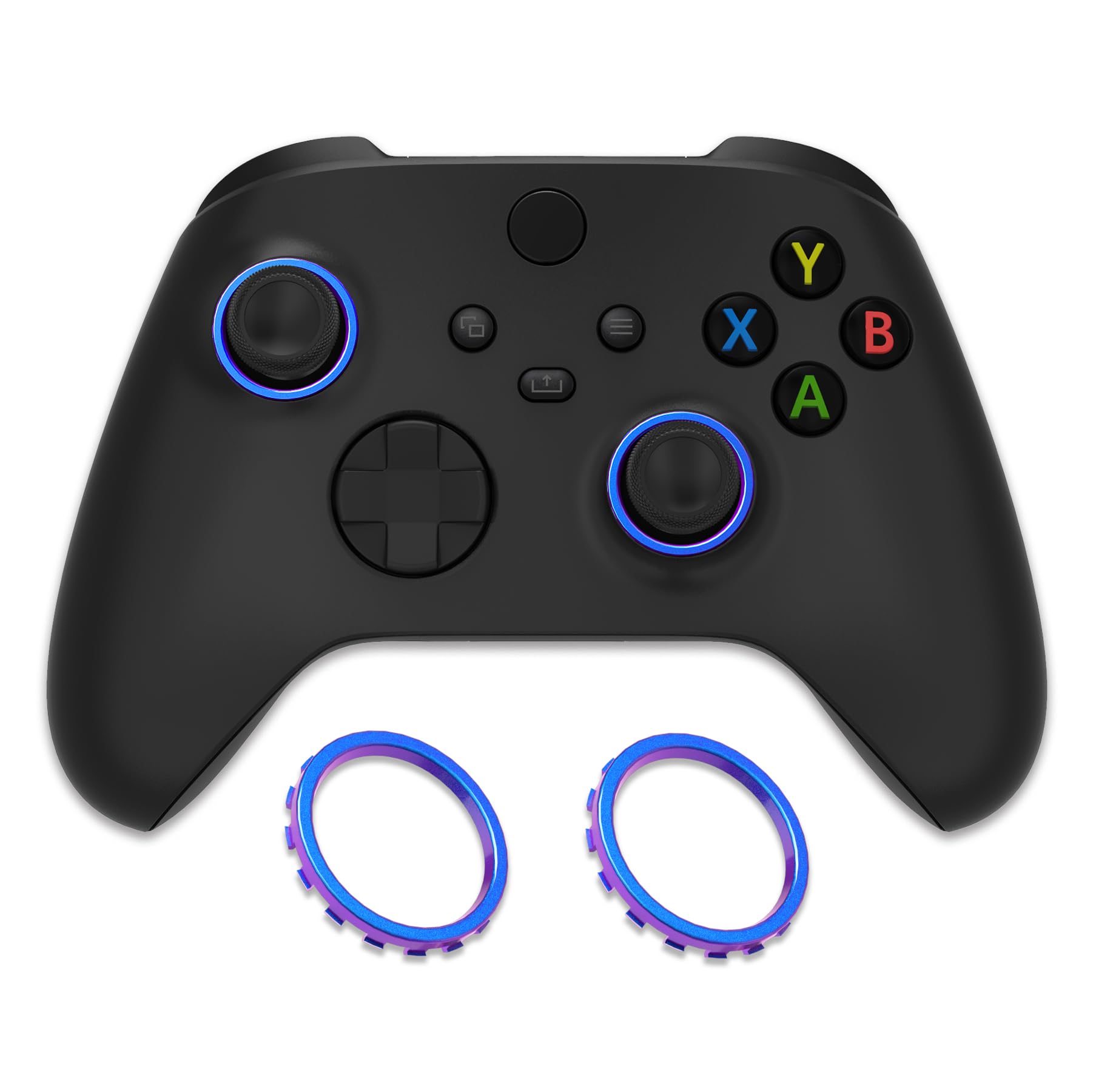 eXtremeRate Anillos de Joysticks para eXtremeRate Carcasa ASR Versión para Xbox Series X/S Accesorios Anillos de Acentos Rings Accesorios para Xbox One Elite, Elite Series 2 Mando(Azul a Violeta)