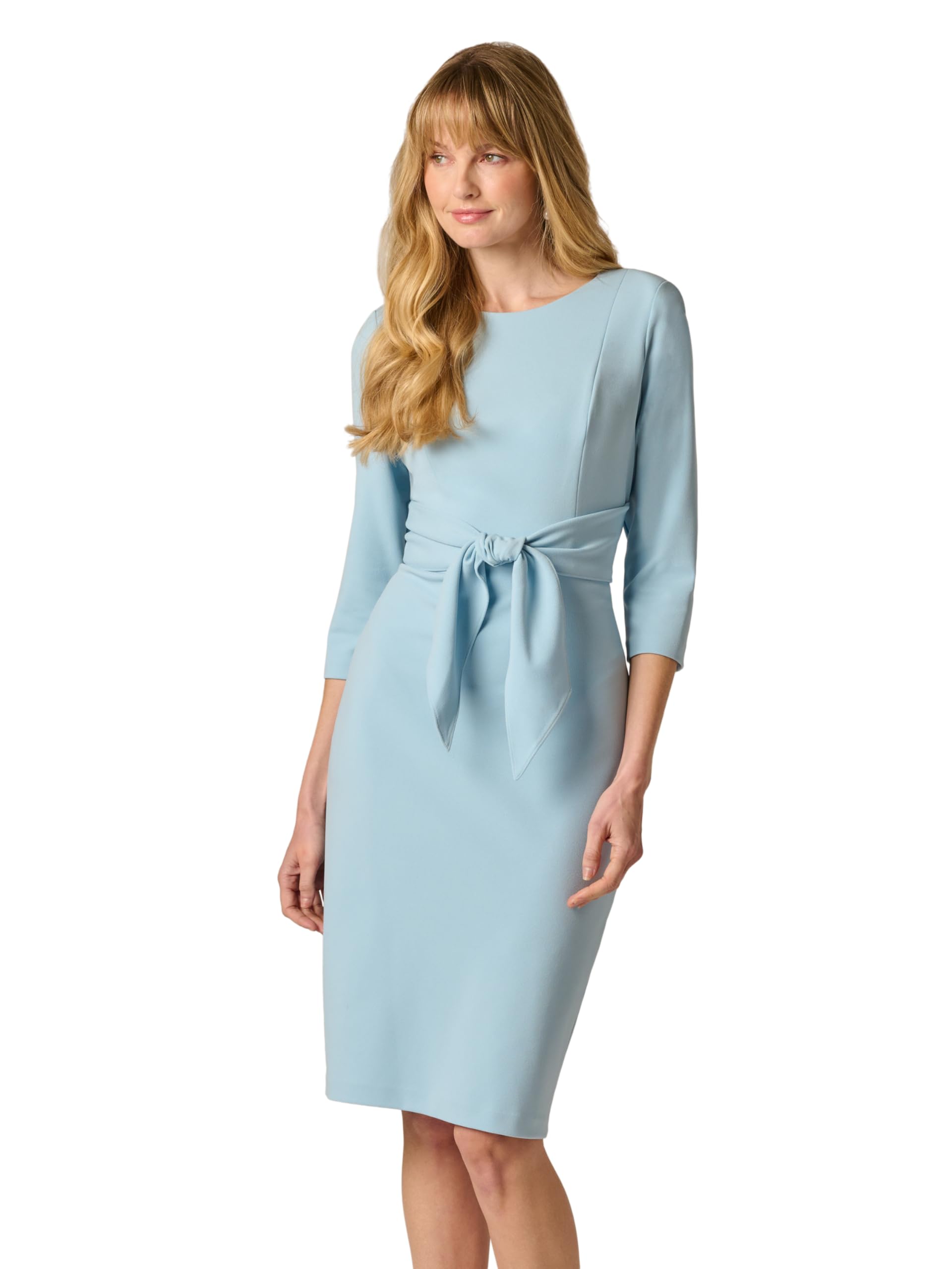 Adrianna Papell Womens Bow Sheath Dress with Three Quarter Sleeves