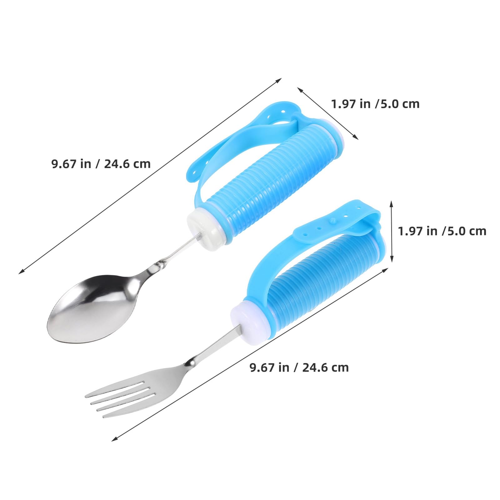 Kisangel Juego de cubiertos adaptados para personas mayores: cubiertos de fácil agarre para personas con ictus o con agarre débil. Utensilios de mesa adaptados: juego de cuchara y tenedor