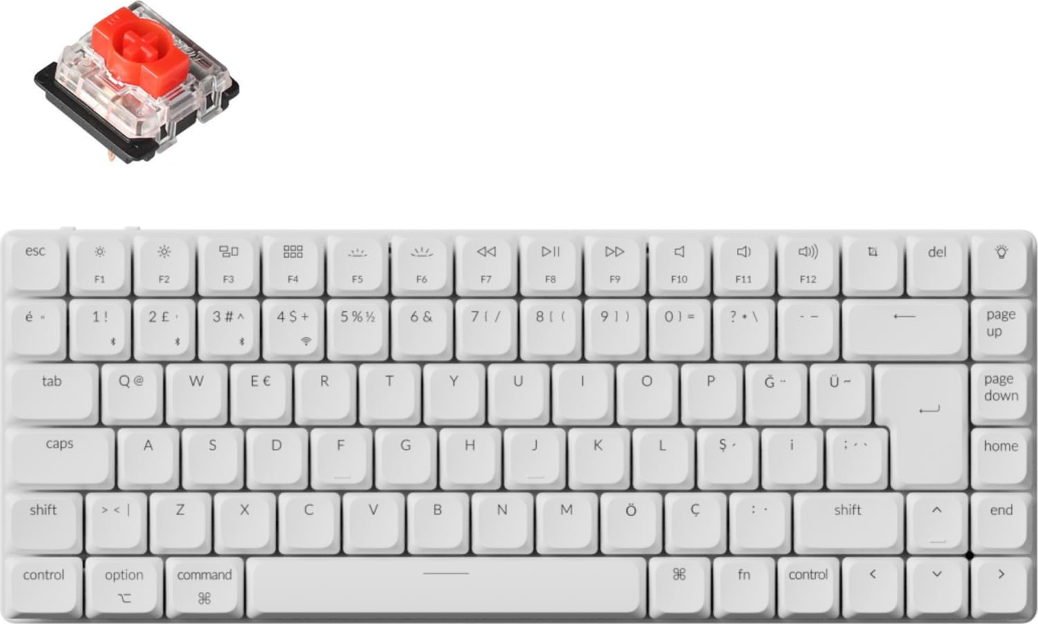 Keychron K3 Max%75 RGB Türkçe Red Switch Kablosuz Beyaz Mekanik