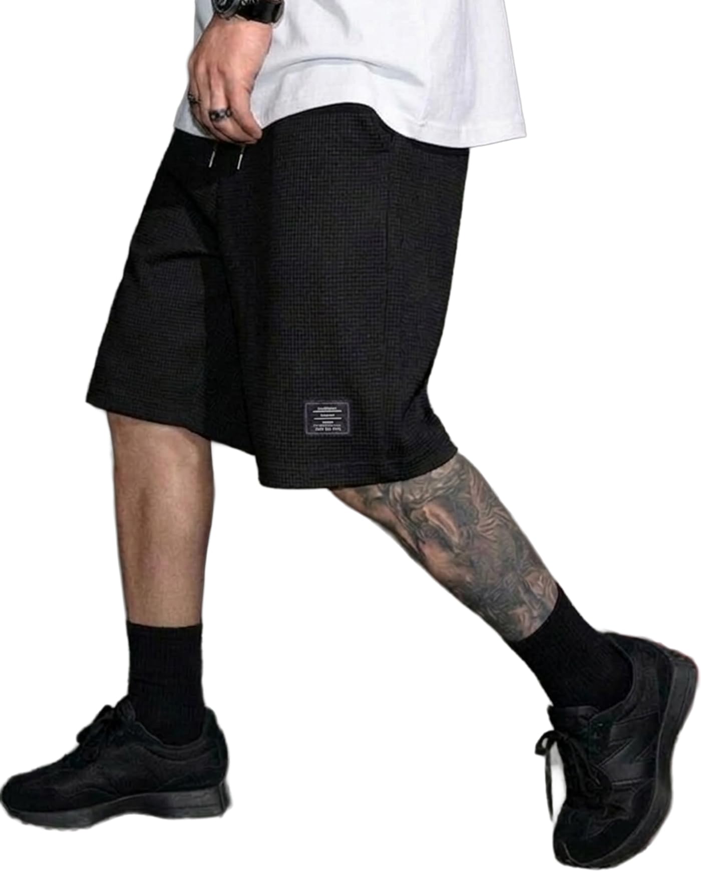 Men Solid Drawstring Waist Casual Knee Length Boxers,Solid Men Beige Basic Boxers-picture-47