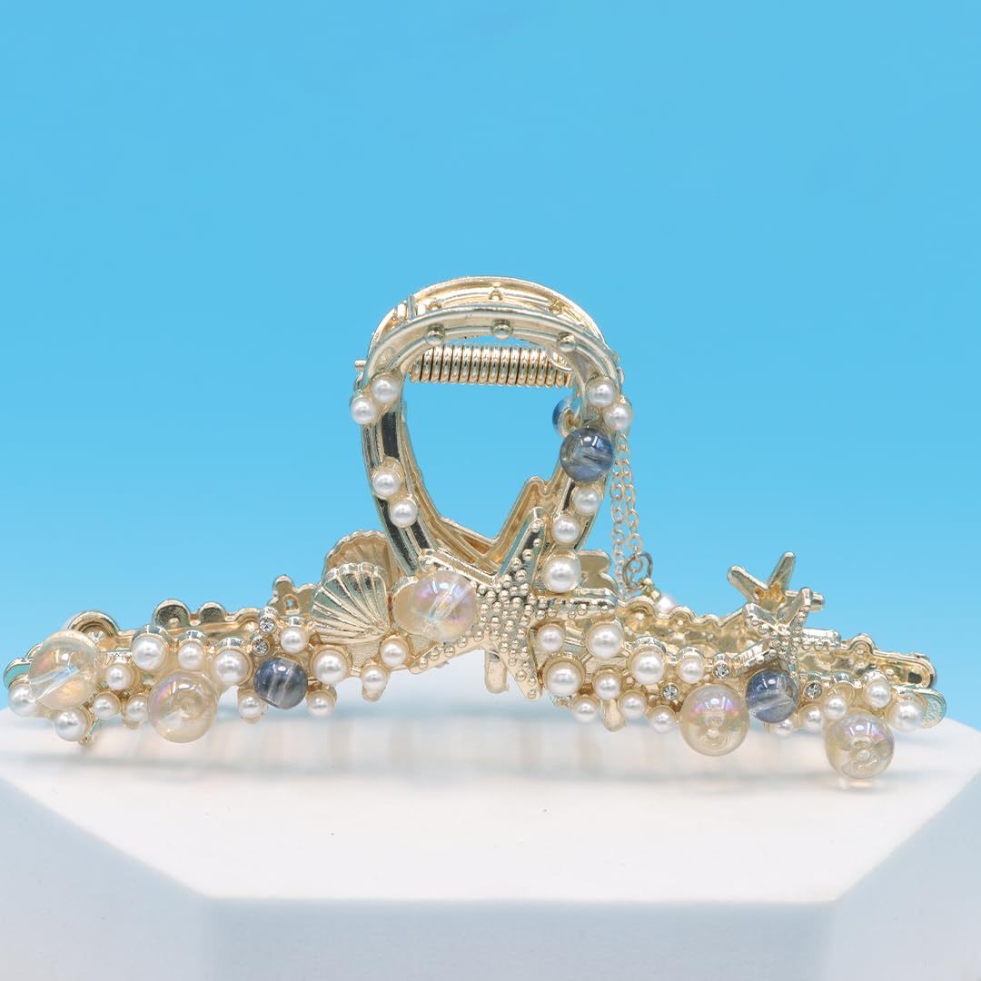 Myra Collection 1 Pcs Beautiful Tassel Hair Claw Pearls Shell Starfish, Design With Attached Chain For Girls And Women Bridal Accessories Set (Clutcher) (B0CLP5Z6J7) Amazon Price History, Amazon Price Tracker