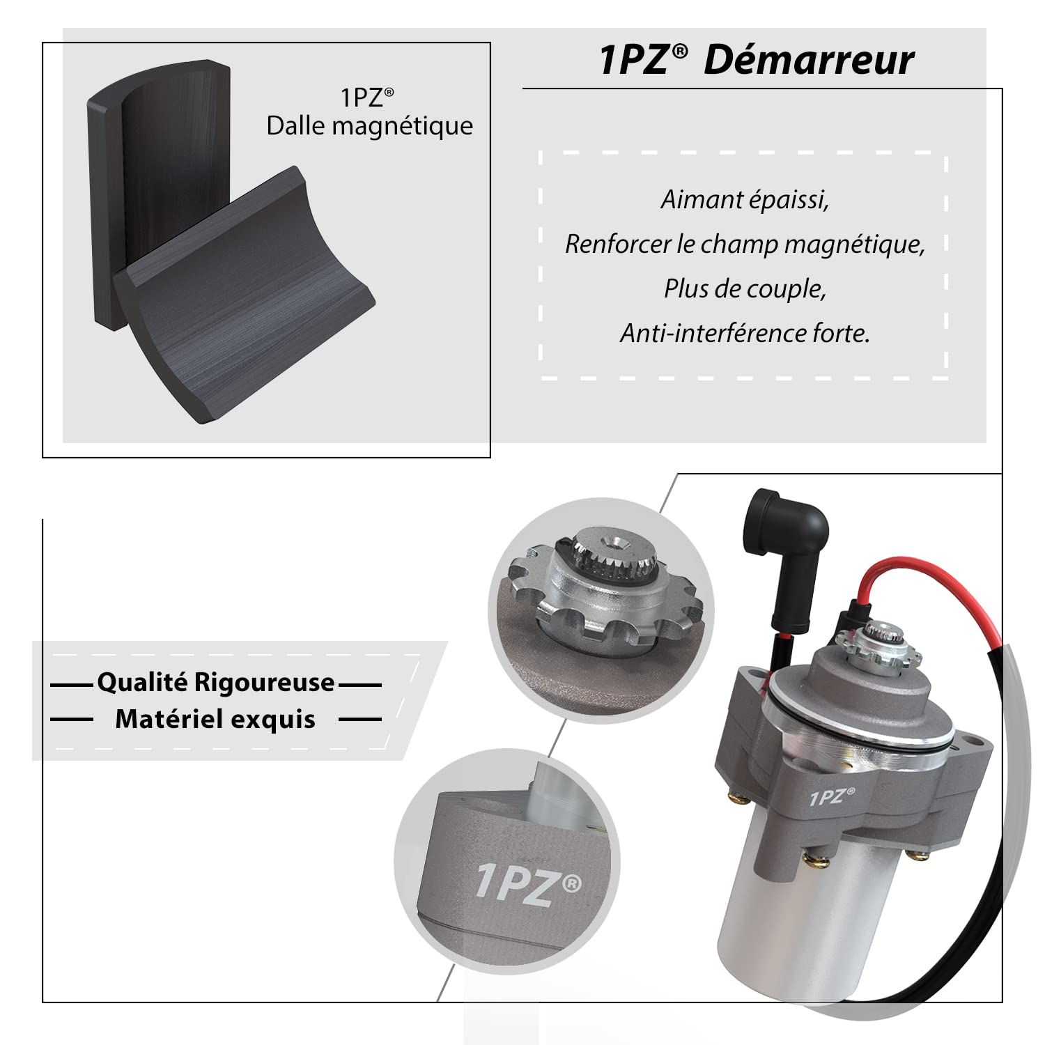 1PZ FMT-50C Démarreur à 3 boulons pour Moteur 50cc 70cc 90cc 100cc 110cc 125cc ATV Quad 4 temps Go-Kart Dirt Pit Bike Wheeler