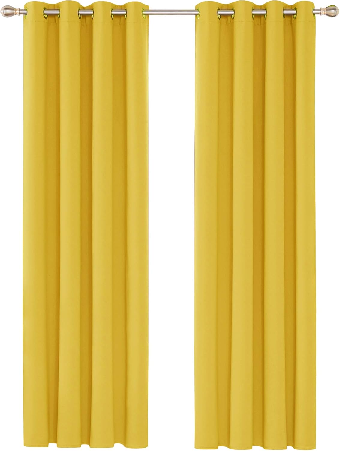 Deconovo Functional Thermal Insulated Curtains Blackout Curtains Eyelet Curtains for Baby Nursery Mellow Yellow W52 x L95 Inch Two Panels