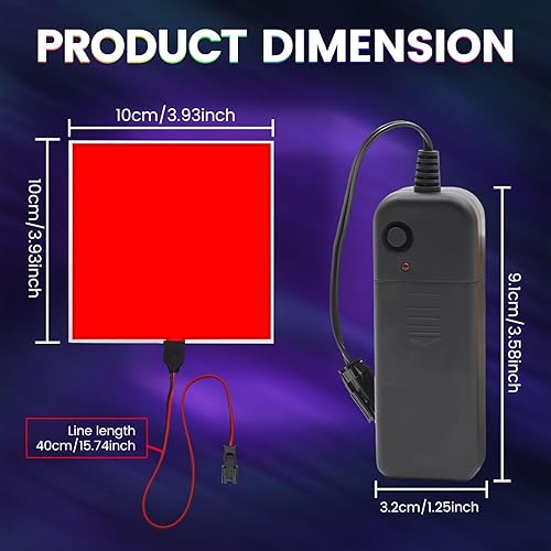 Miniatura 4 de Panel de luz electroluminiscente EL, 3.9 in x 3.9 in, lámpara de papel cortable para decoracióncosplayadvertencia, 3 modos brillo constante,