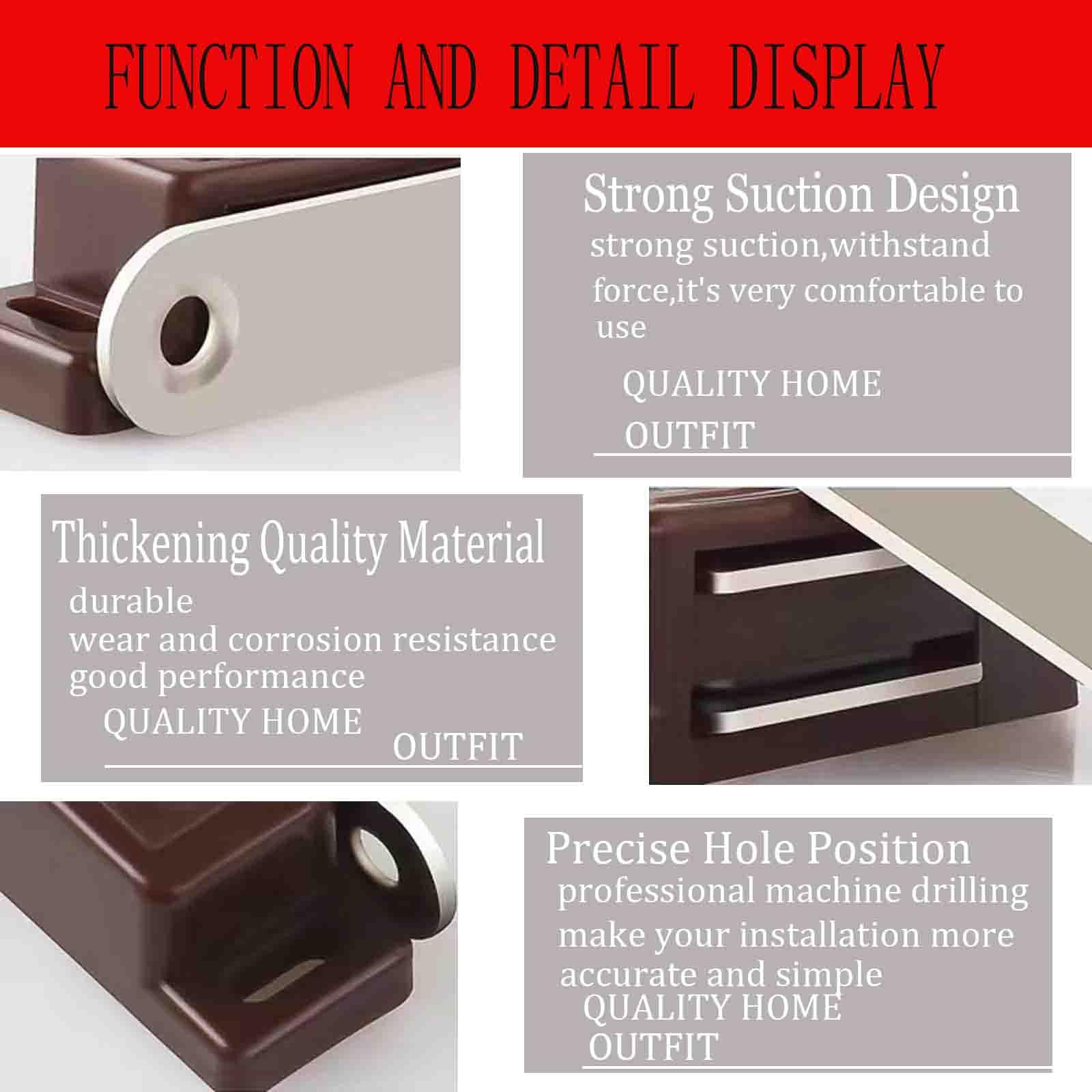 12 Pack Magnetic Door Catches,Heavy Duty Small Latch for Kitchen Bathroom Cabinet Closet Door (Brown) - Image 4