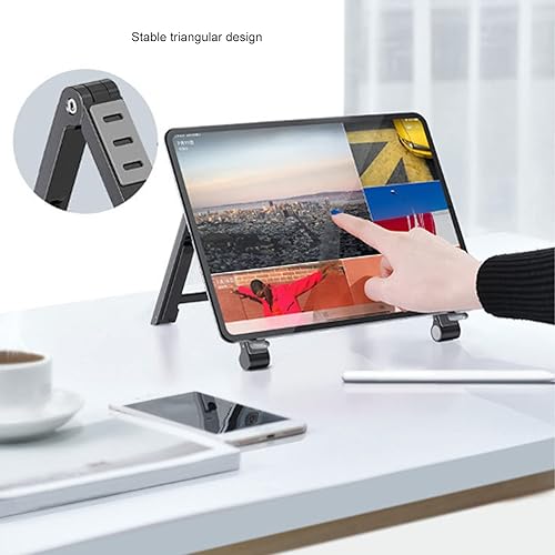 Miniatura 3 de plplaaoo Foldable Laptop Stand Multi Height Adjustment Ergonomic Laptop Stand for Mobile Phone Tablet (Grey)