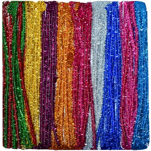 Glitter Multiple Colors Pipe Cleaners Chenille Stems (100 Pack) for DIY Art Decorations Creative Craft (6 mm x 12 Inch)