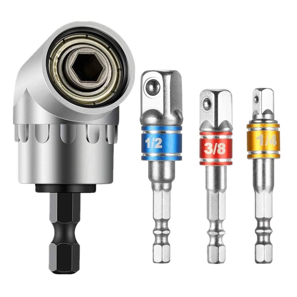 MAKINGTEC 4 PCS Impact Socket Adapter Impact Driver Socket Adapter Extension Bar Set High Speed Nut Driver Tool Kits for Square Socket Turn Power Drill Into Nut Driver