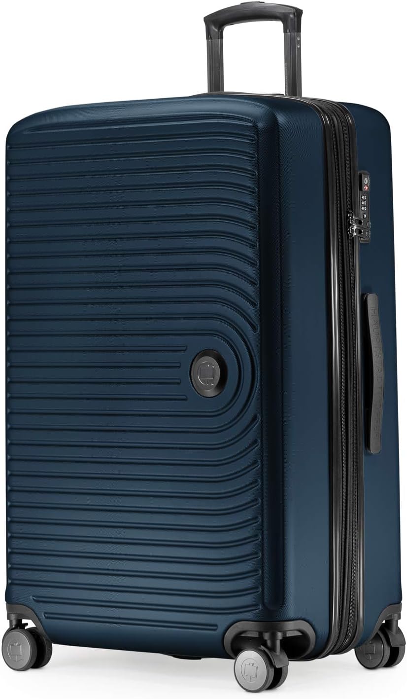 Mitte - Large Hard-Shell Suitcase, TSA, 4 Wheels, Check-in Luggage with 8 cm Volume Expansion, 77cm, 130 liters, Dark Blue