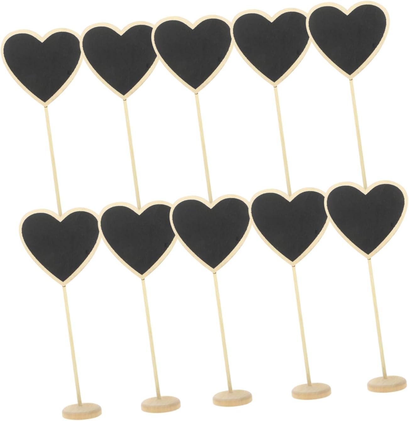 GARVALON 12pcs Heart-Shaped Mini Chalkboard Decorative Message Boards Wooden Blackboards for Weddings Restaurant Memo Signs Party Table Seating