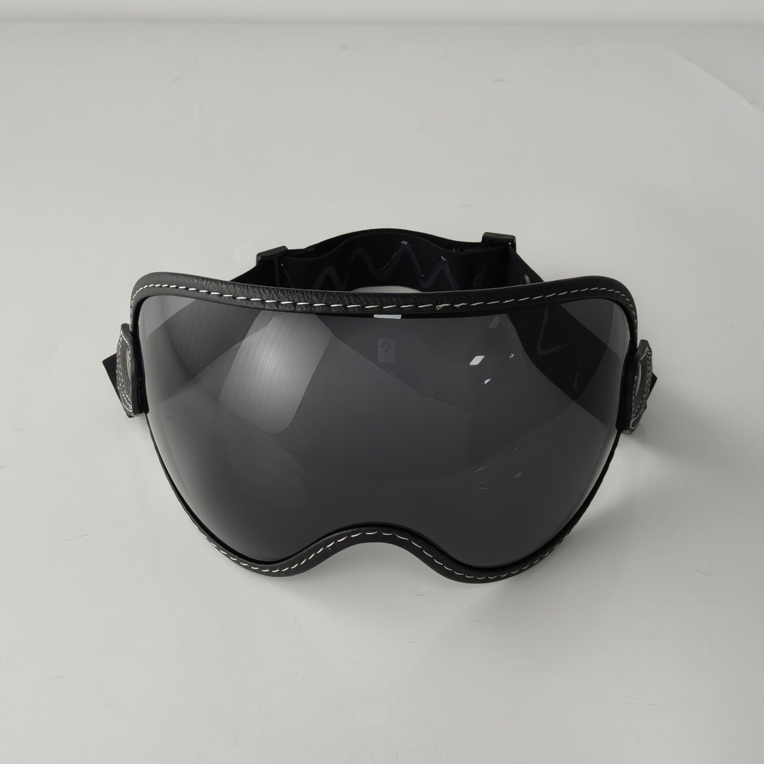 Motociclo Visiera Universale for Casco Jet 3/4, con Lente a Bolla, Parabrezza for Moto, capacete, for da (Trasparente)(Deep Black)