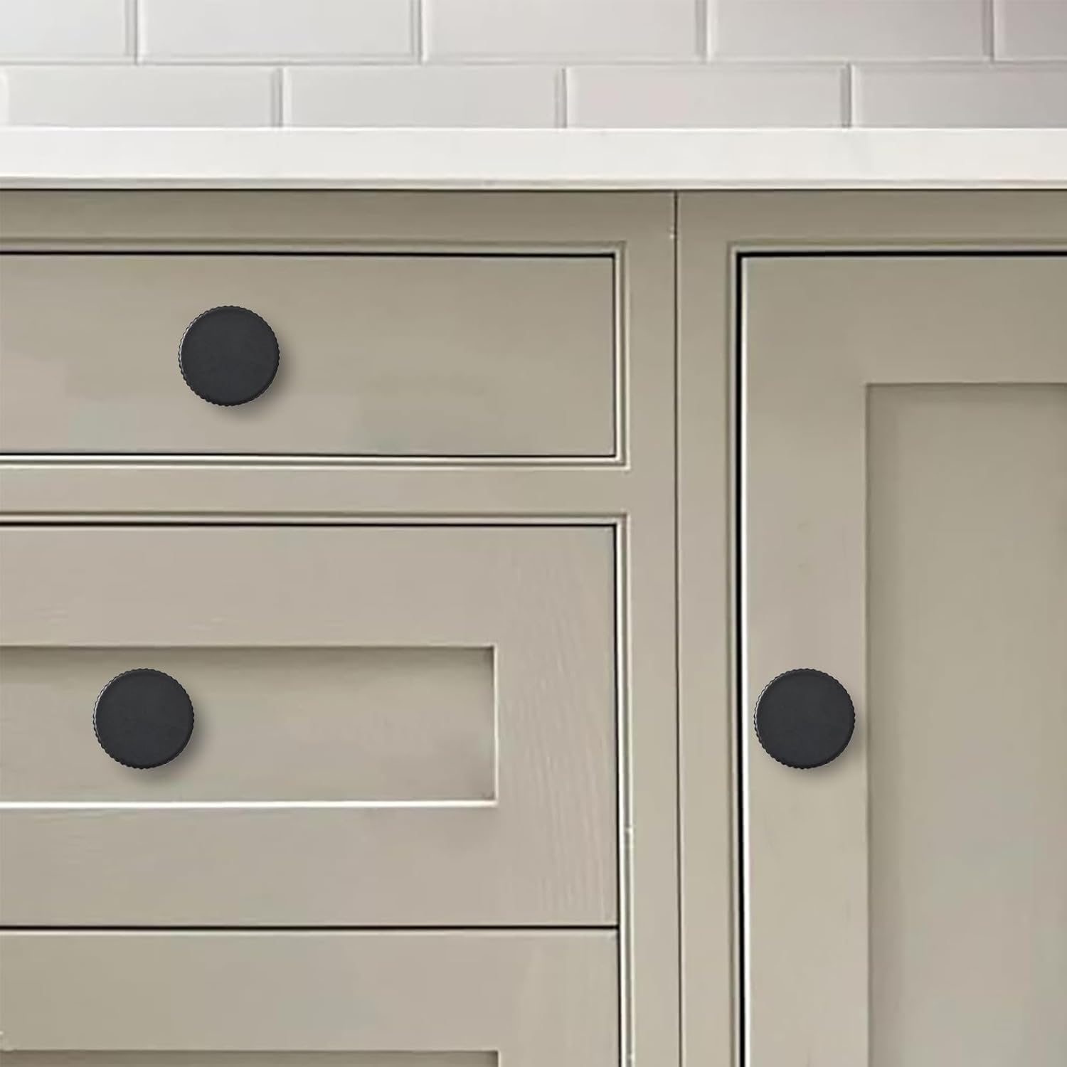 Round Matte Black Cabinet Knob - 303AL, 1-1/10 in (28 mm) — KHTUMEWARE