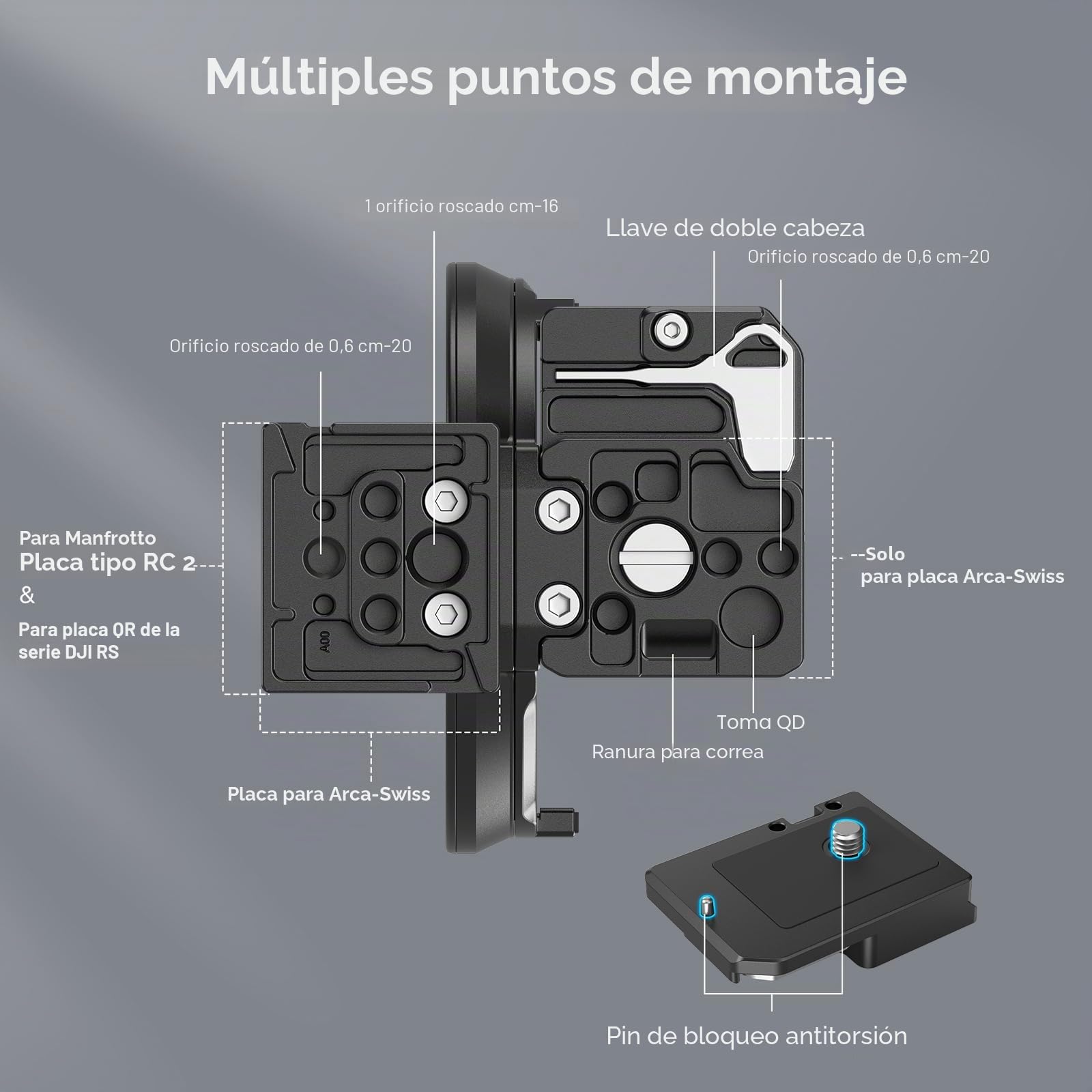 SMALLRIG Kit de Placa de Montaje Horizontal y Vertical Giratoria para cámaras Canon R5 / R5C / R6 / R6 Mark II - 4300