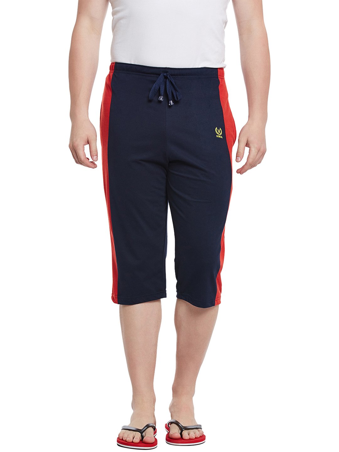 mack jonney VIMAL JONNEY Navy Blue Blended Capri for Men-picture-24